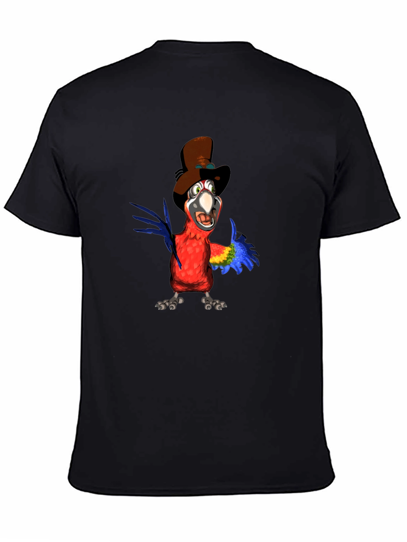 Parrot Cartoon Graphic Tee - Black