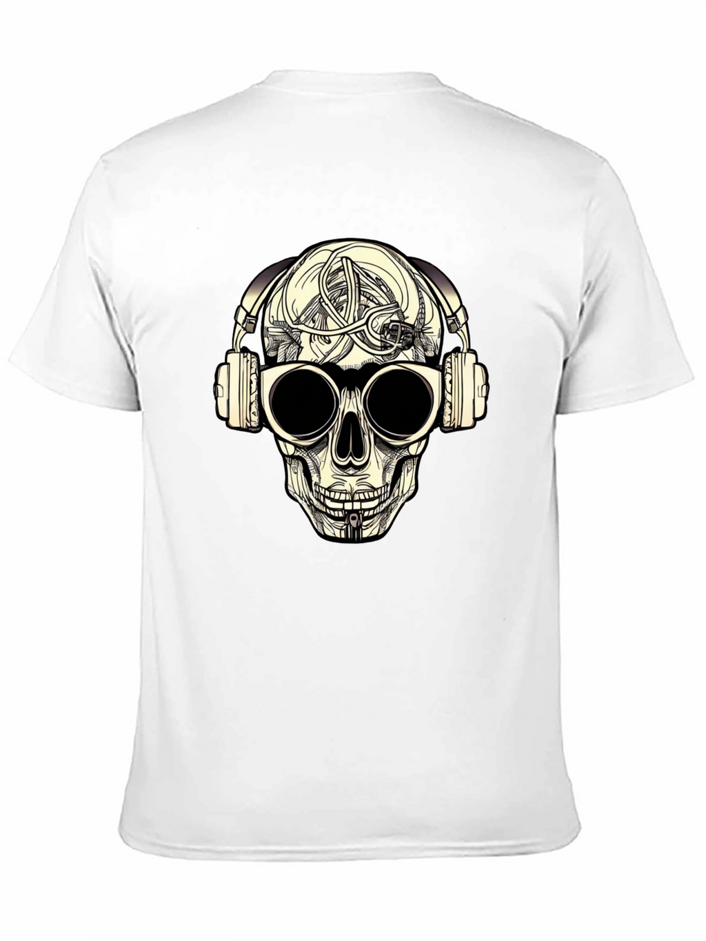 Skull with Headphones Graphic Tee - Black
