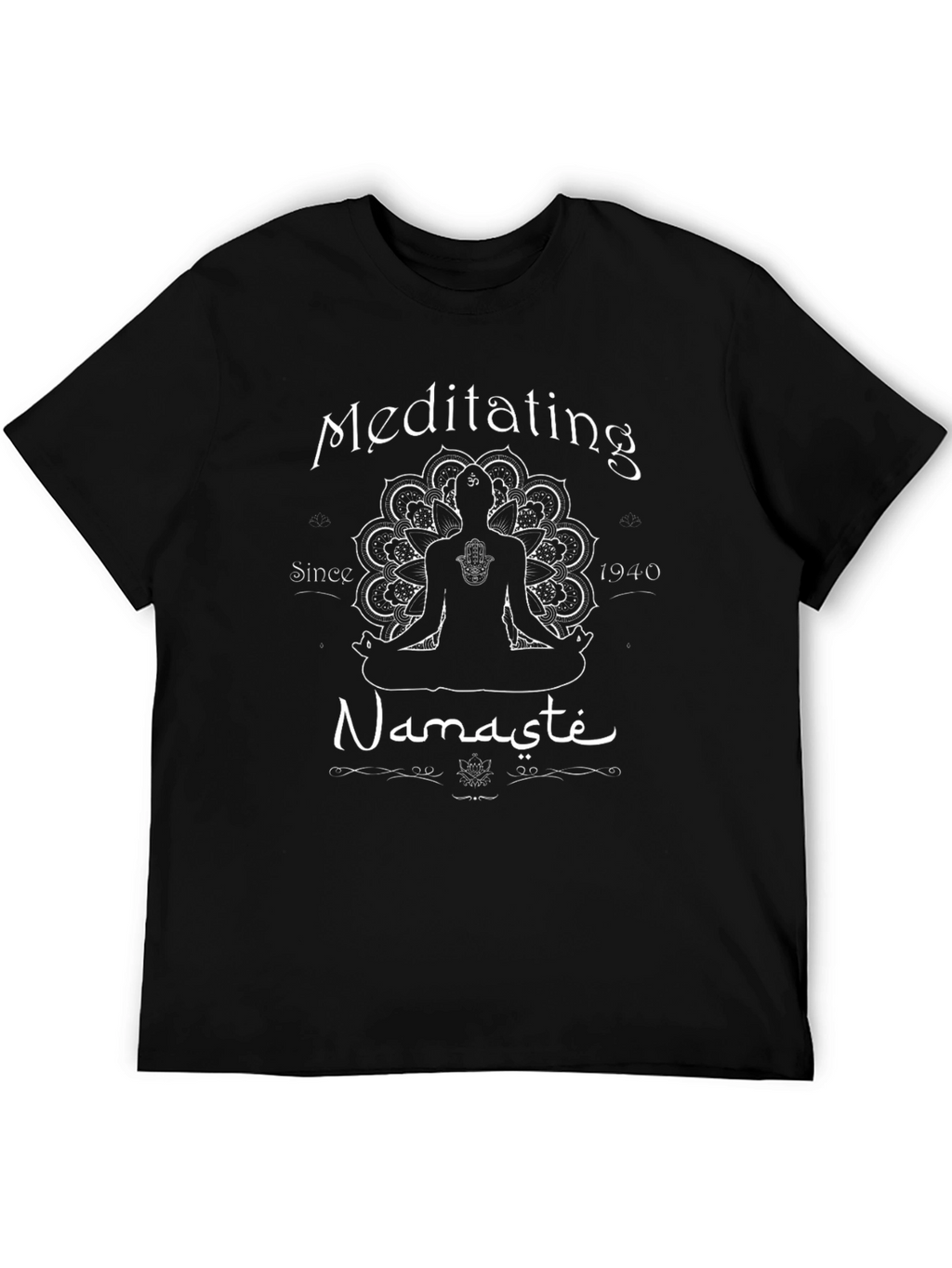 Meditating Namaste Graphic Tee - Black Cotton Blend