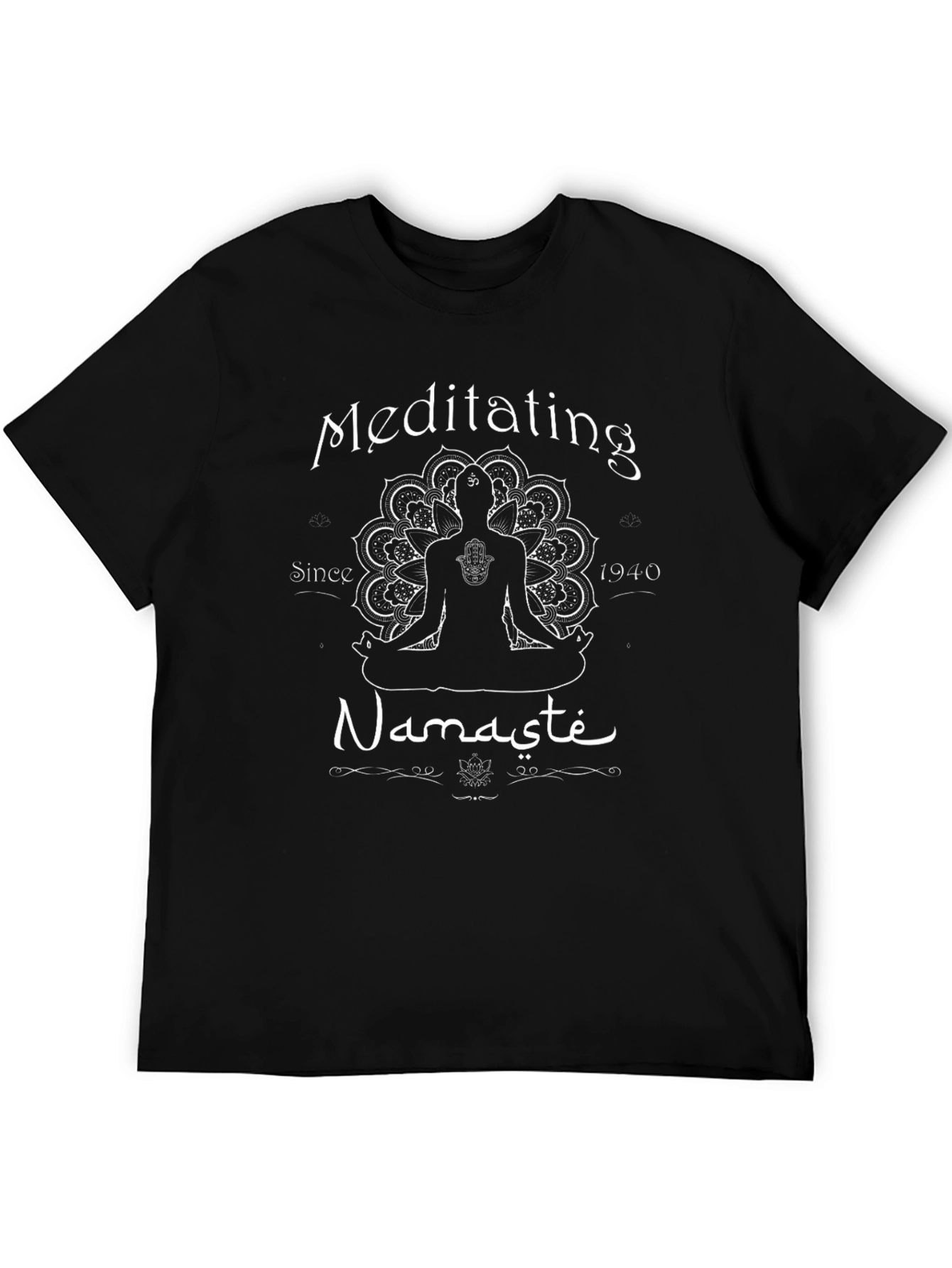 Meditating Namaste Graphic Tee - Black Cotton Blend