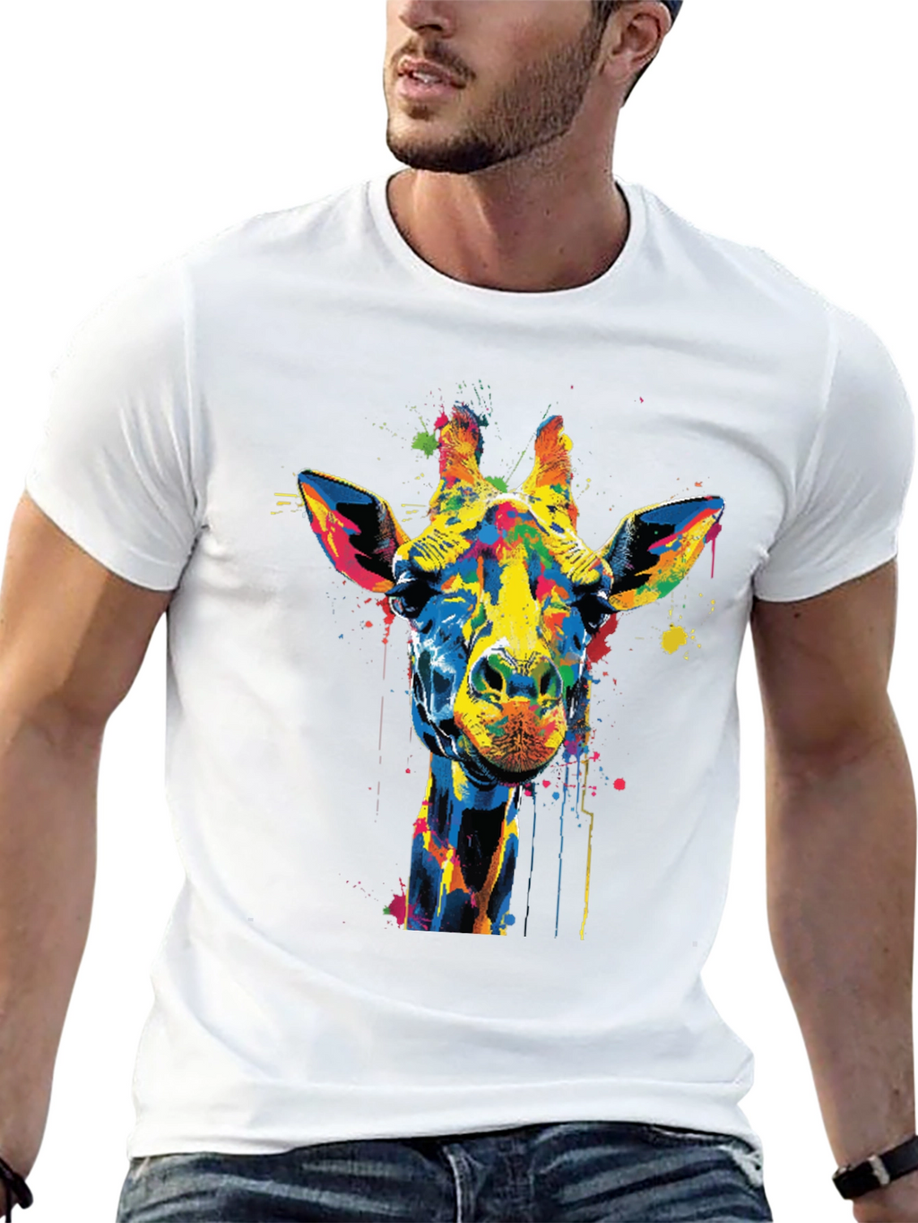 Colorful Giraffe Graphic T-Shirt