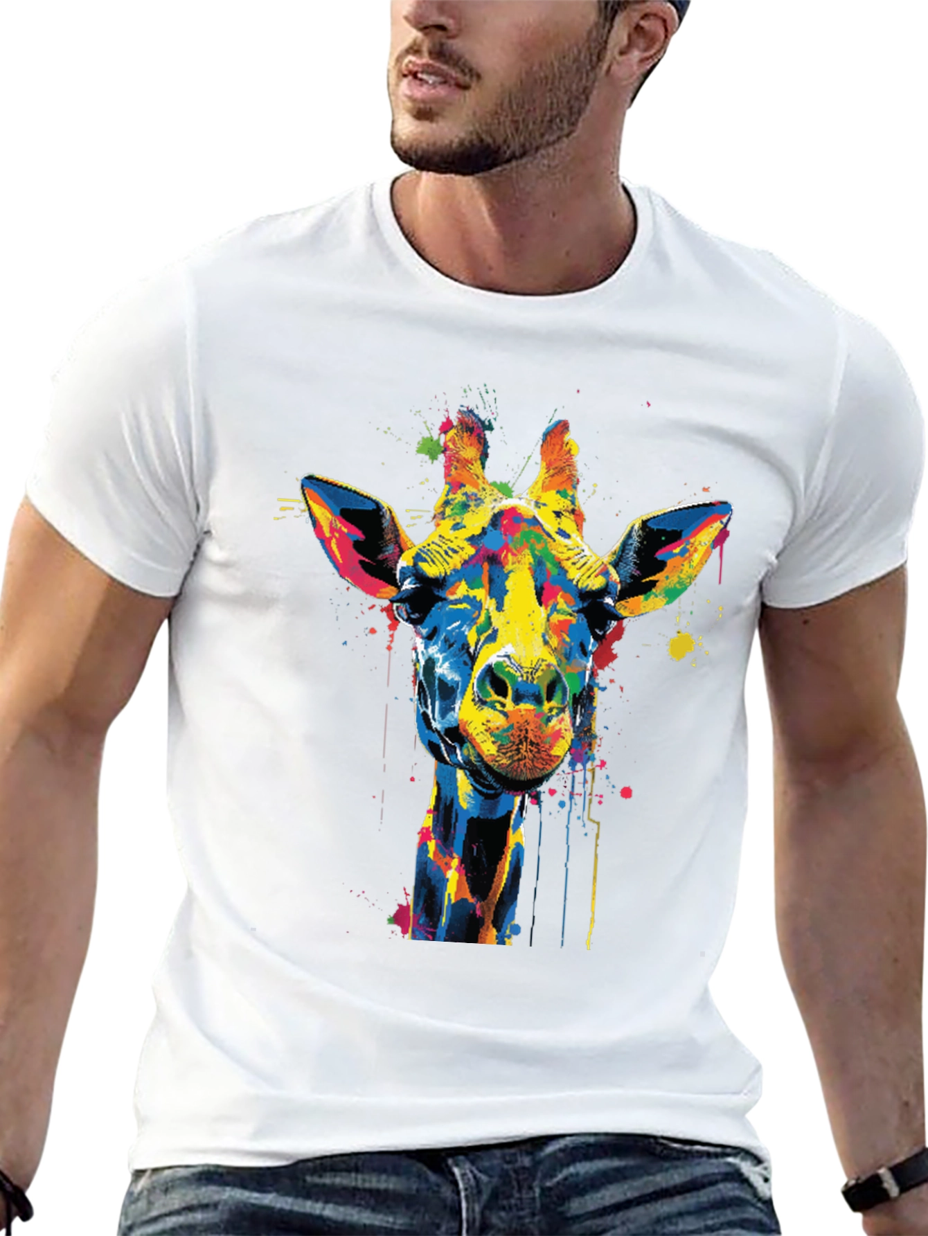 Colorful Giraffe Graphic T-Shirt