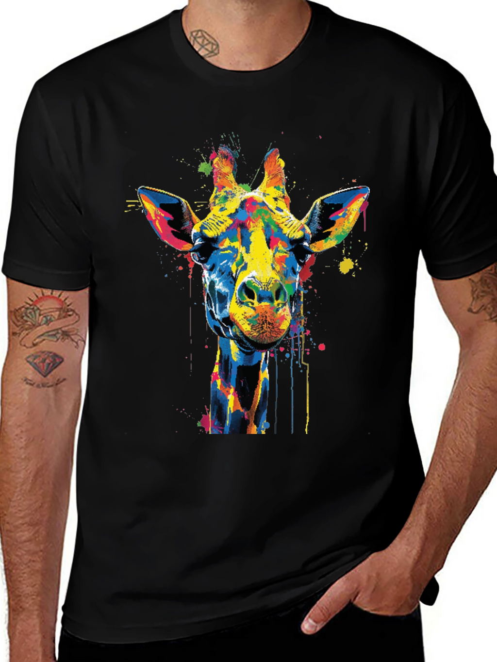 Colorful Giraffe Graphic T-Shirt