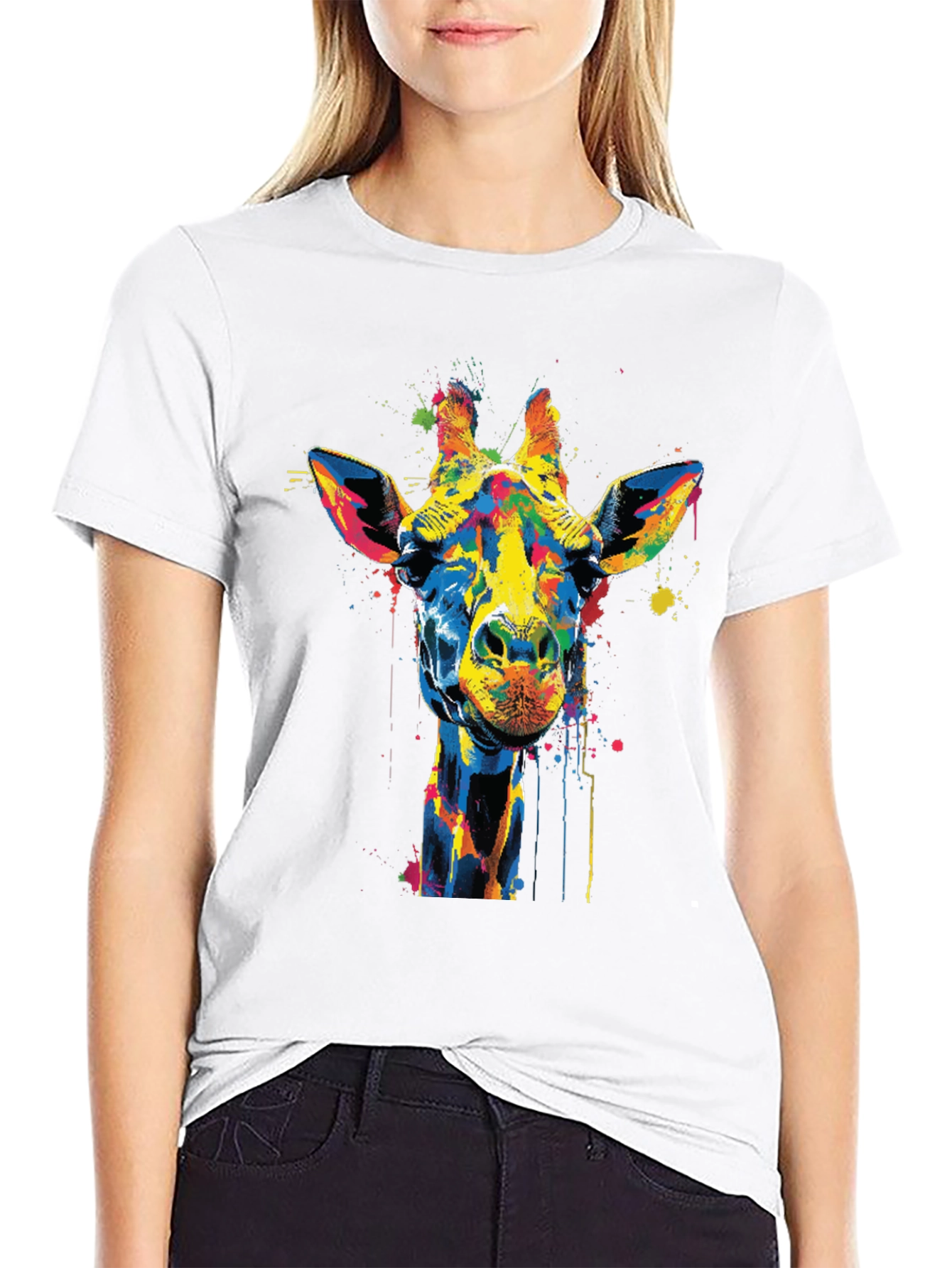 Colorful Giraffe Graphic T-Shirt