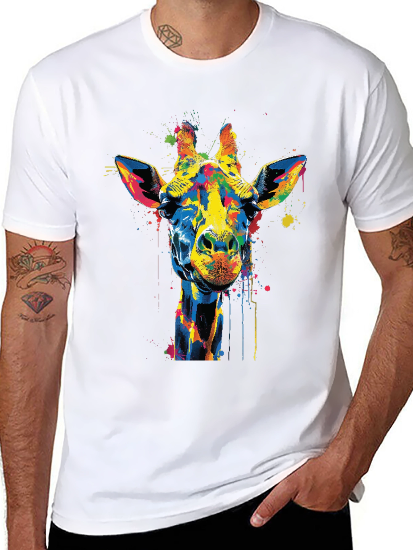 Colorful Giraffe Graphic T-Shirt