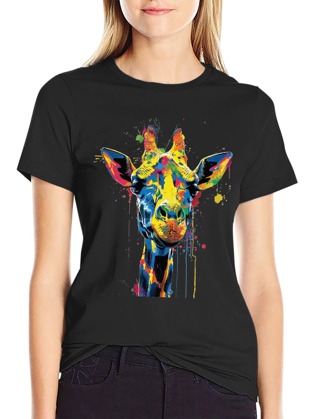 Colorful Giraffe Graphic T-Shirt