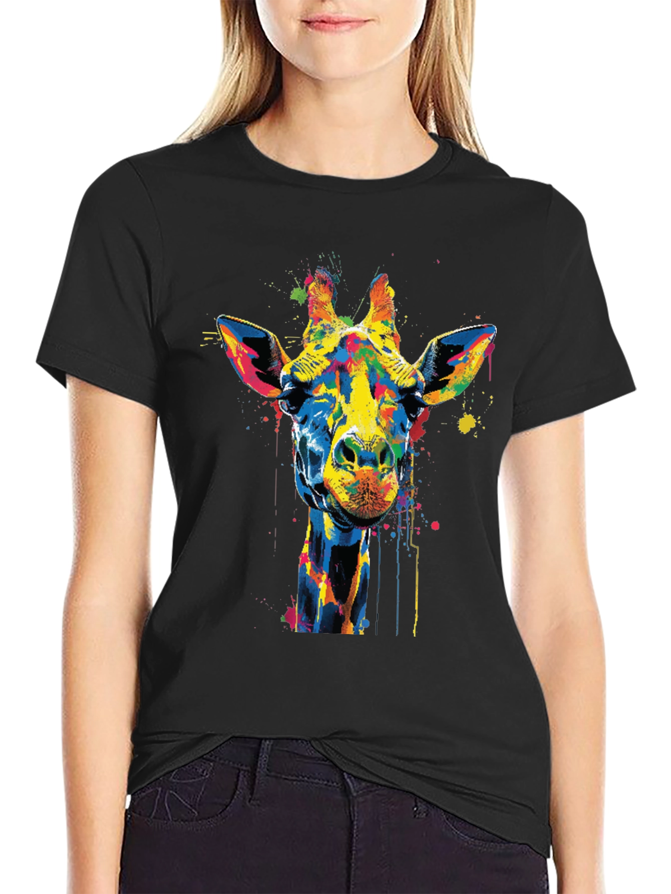Colorful Giraffe Graphic T-Shirt