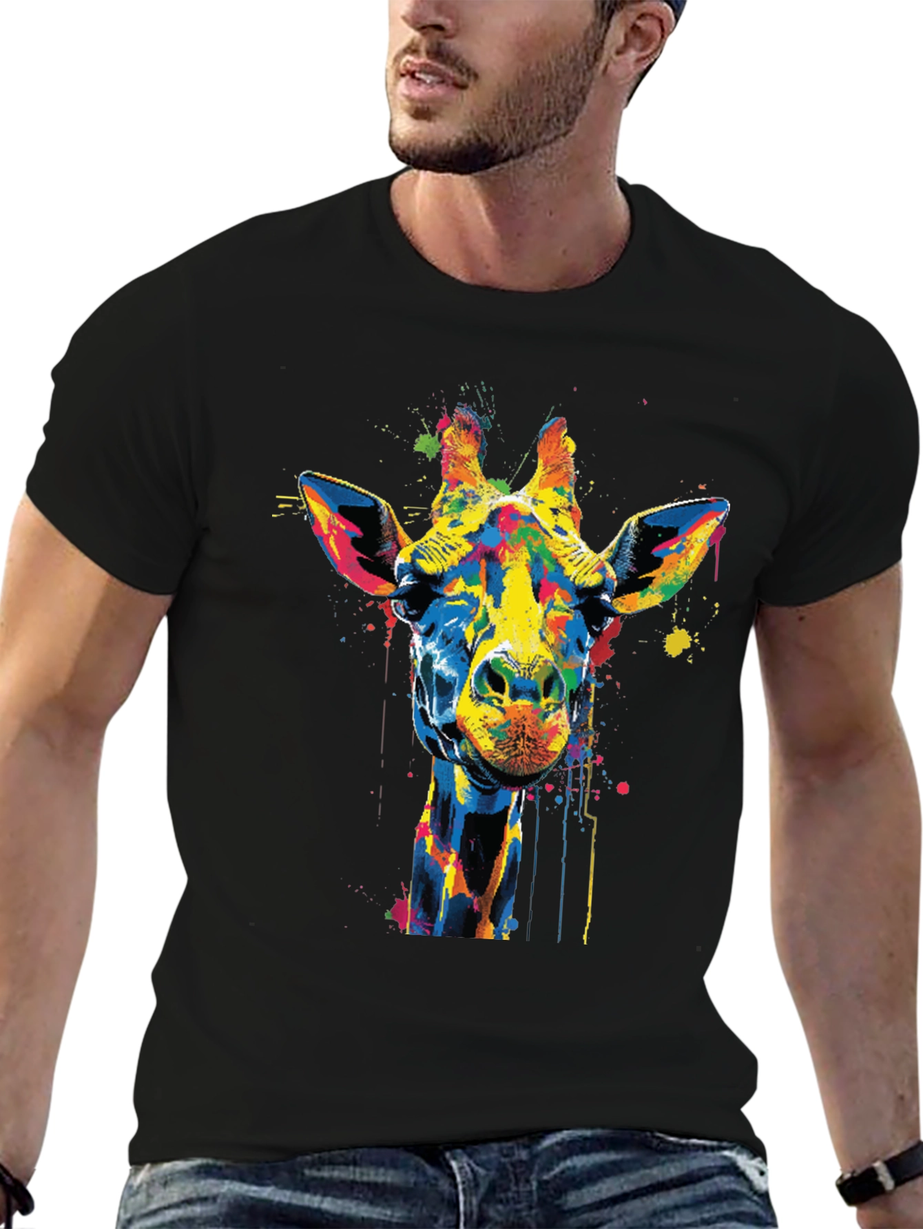 Colorful Giraffe Graphic T-Shirt