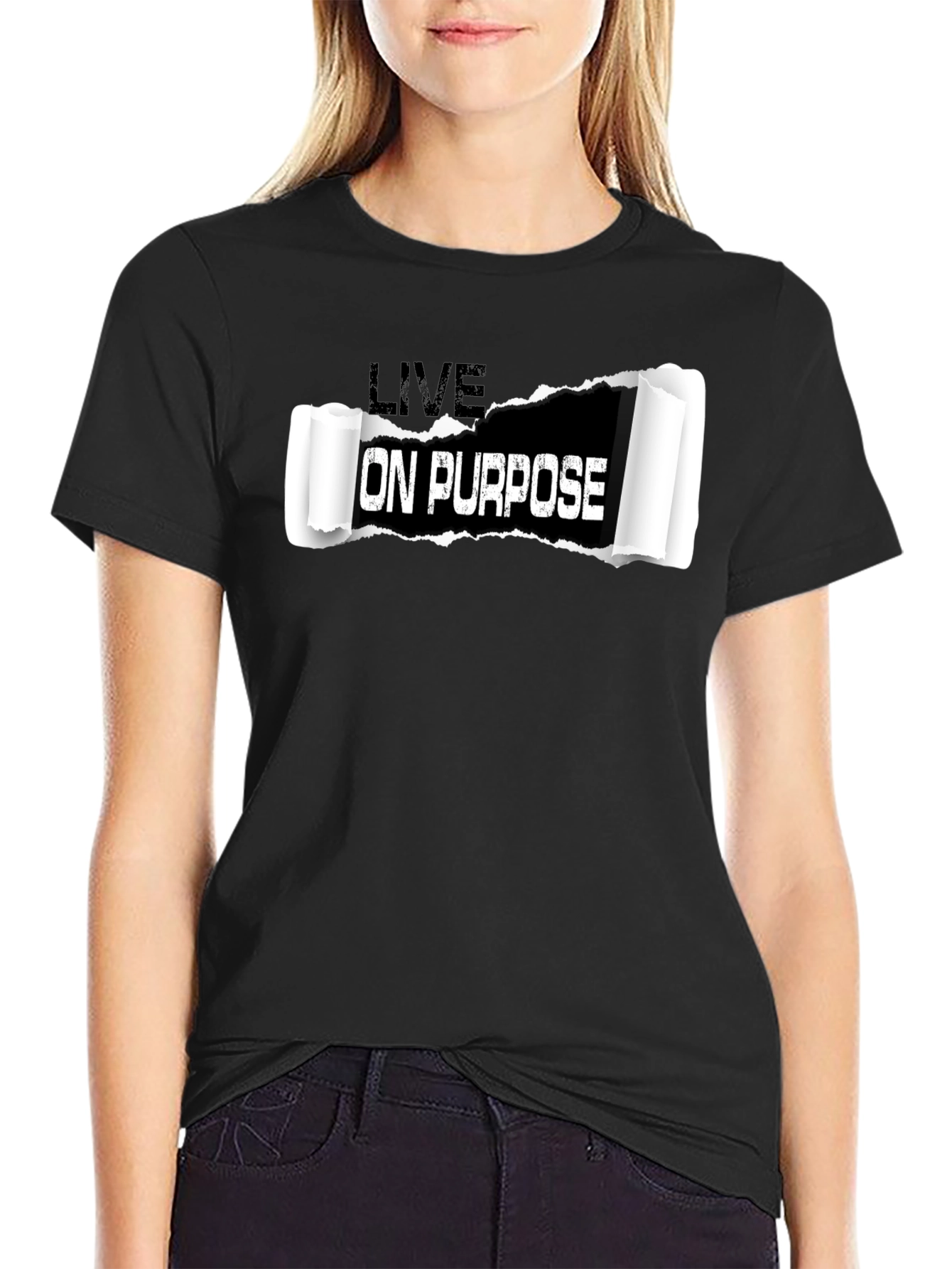 Live On Purpose Black Graphic T-Shirt