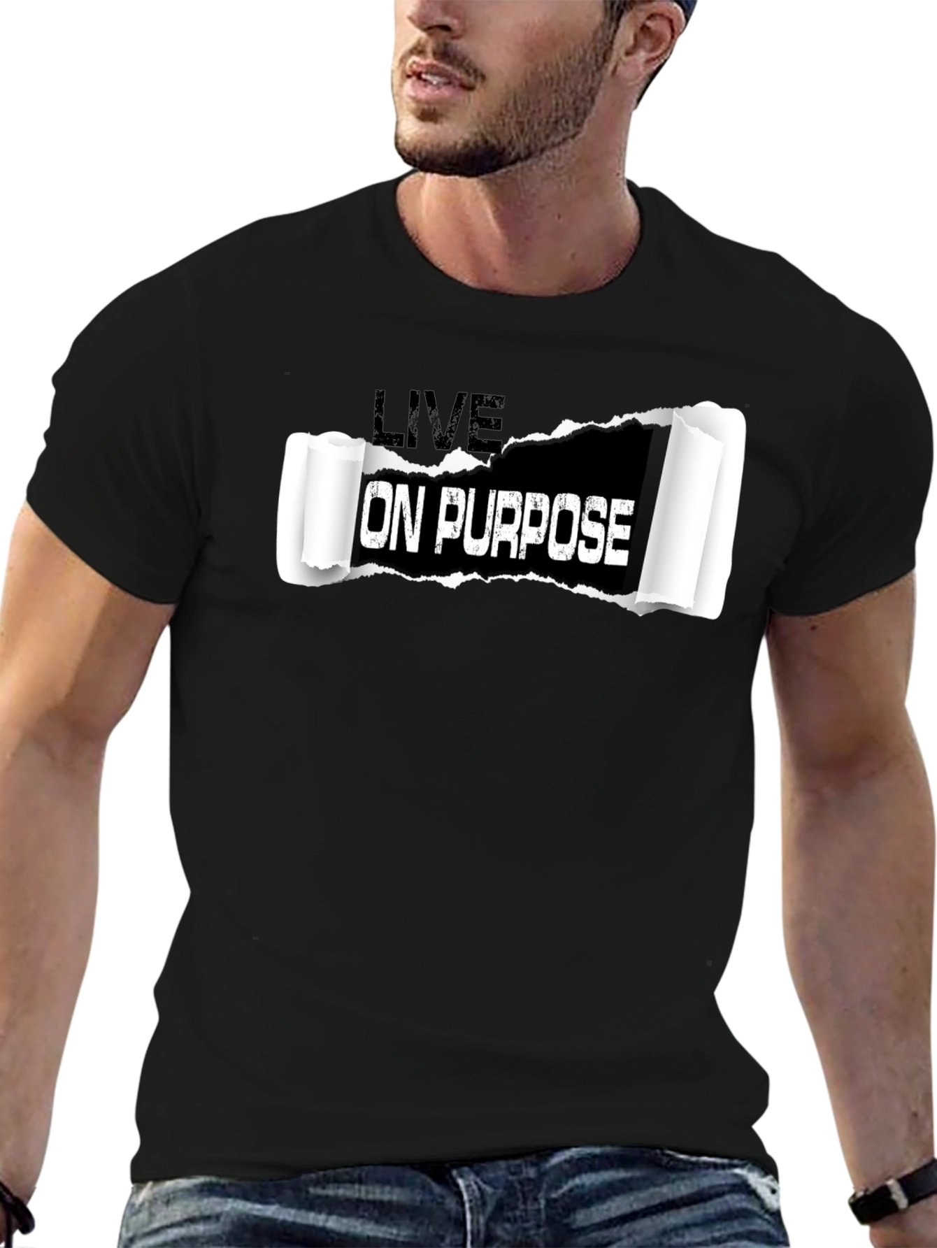Live On Purpose Black Graphic T-Shirt