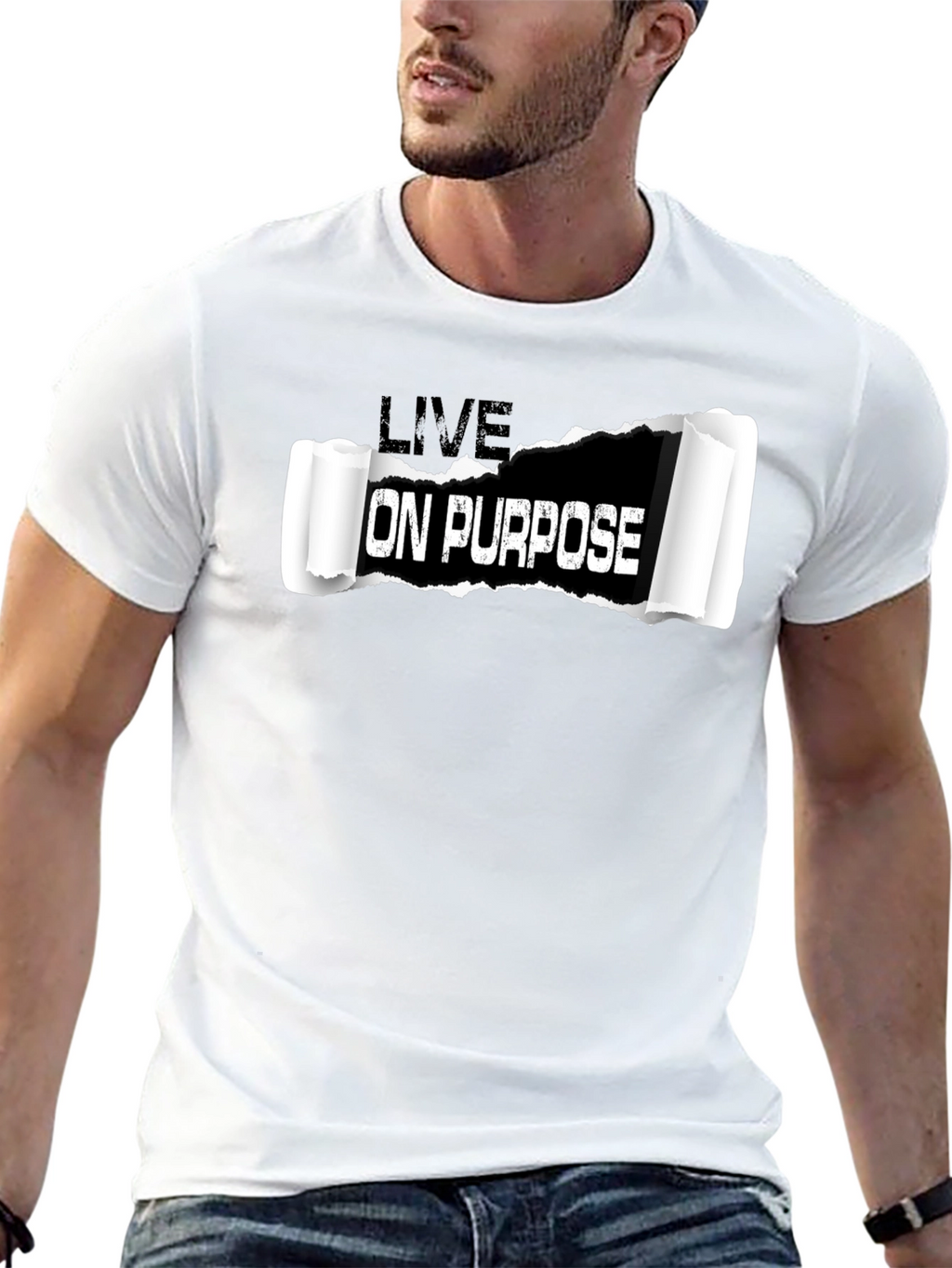 Live On Purpose Black Graphic T-Shirt