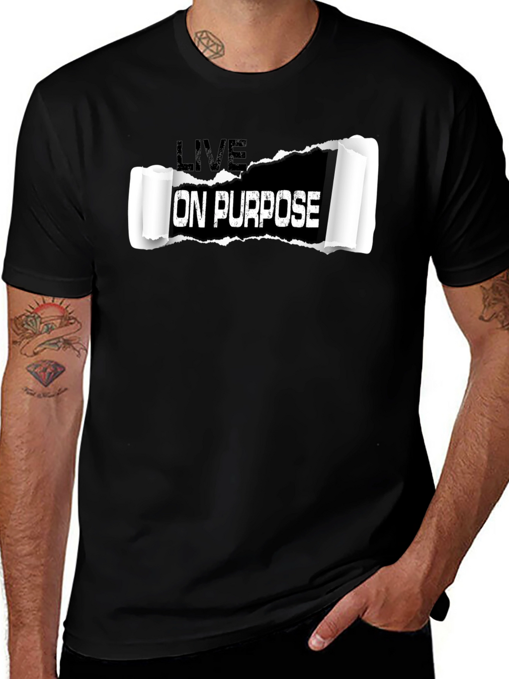 Live On Purpose Black Graphic T-Shirt
