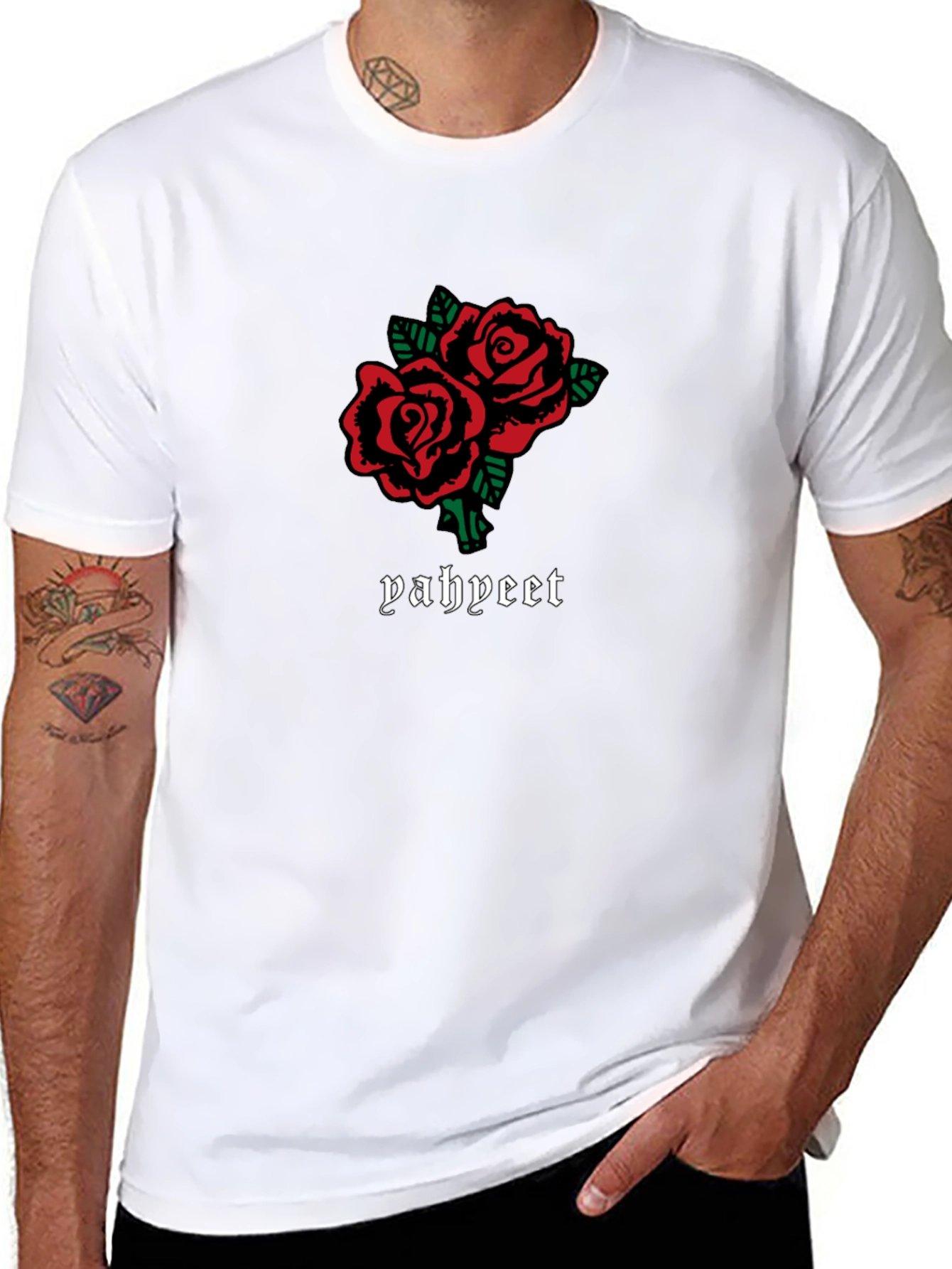 Roses Graphic Tee - Trendy Black T-Shirt