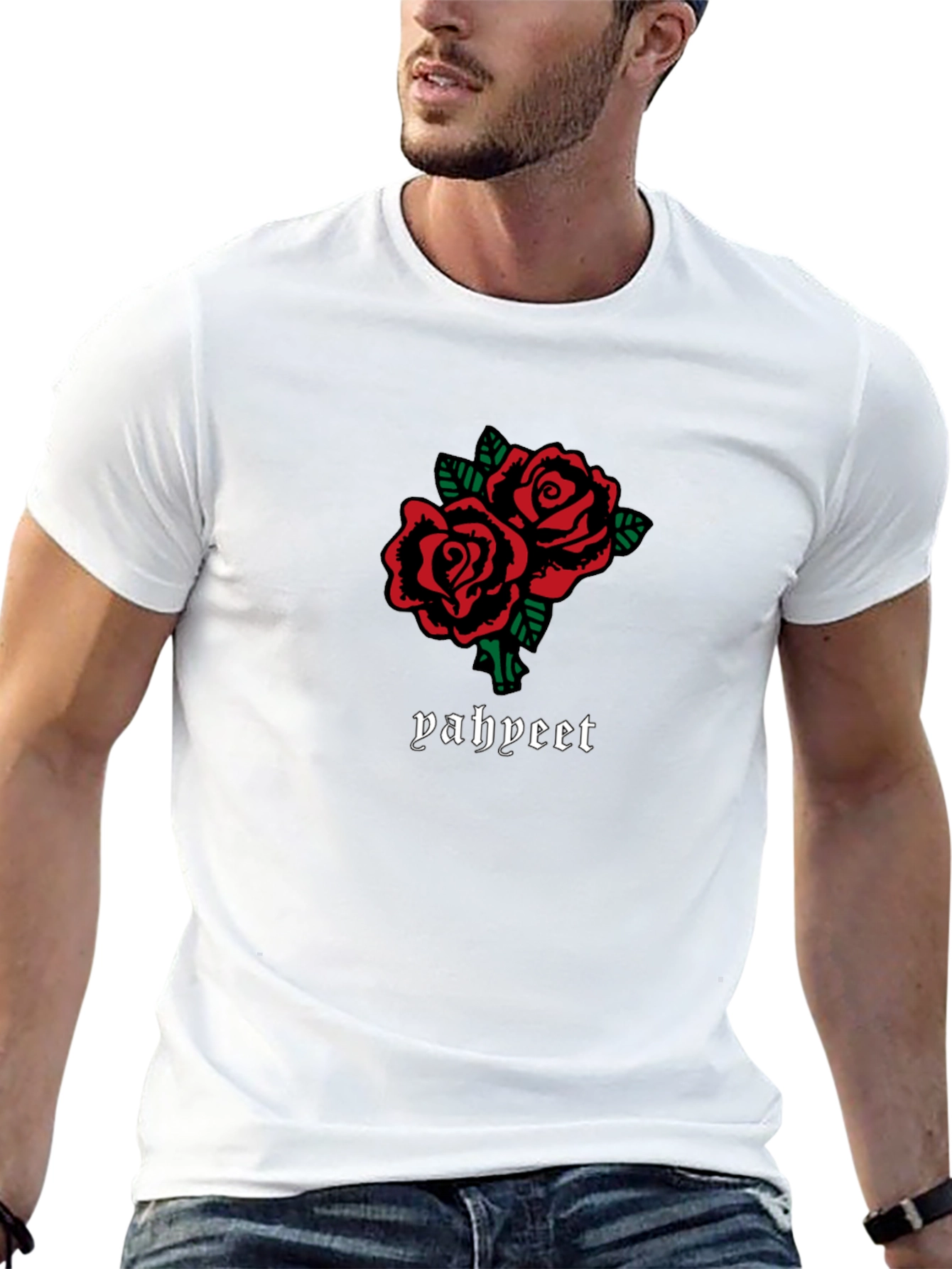 Roses Graphic Tee - Trendy Black T-Shirt