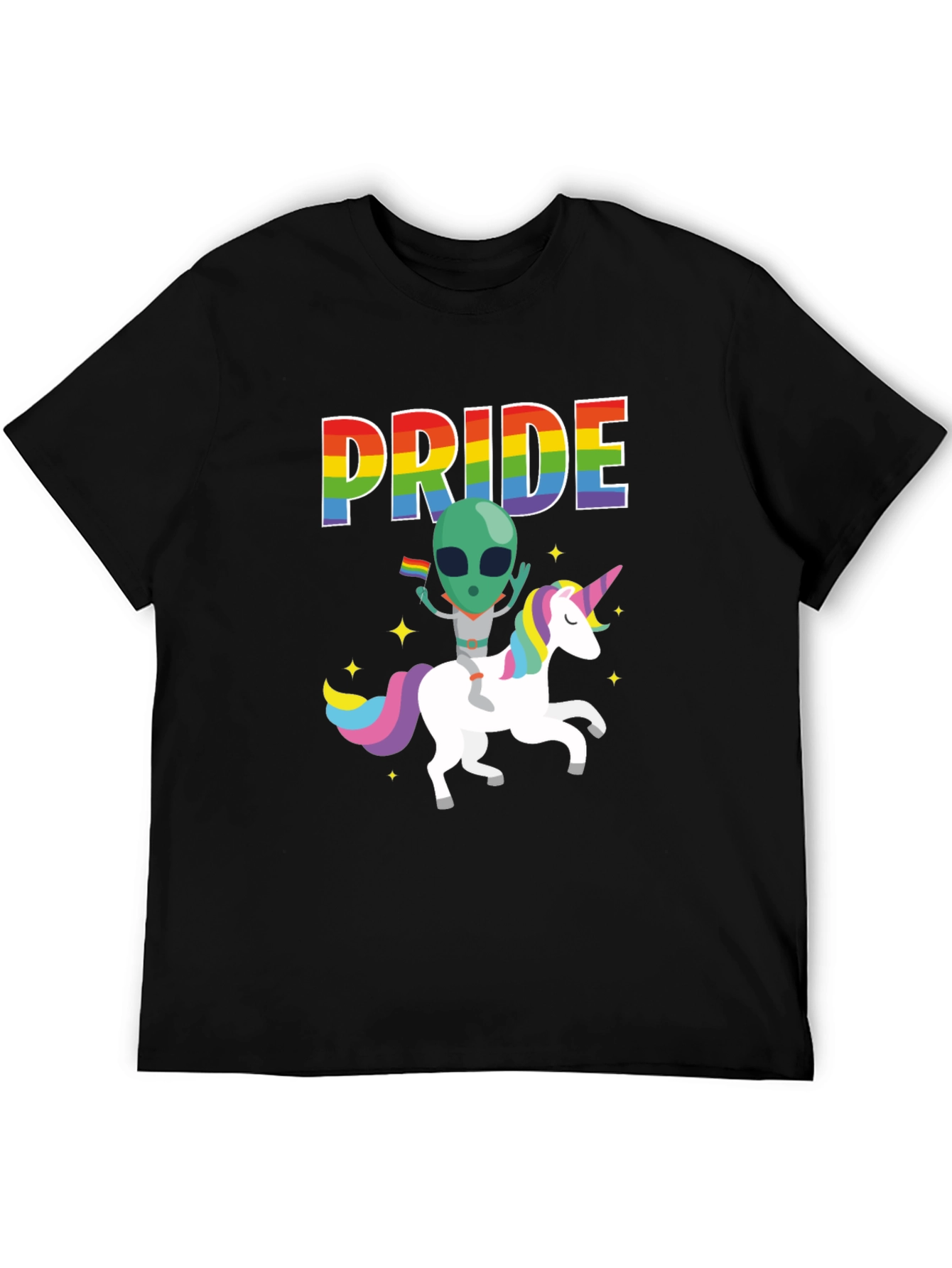 Pride Alien Riding Unicorn Graphic Tee