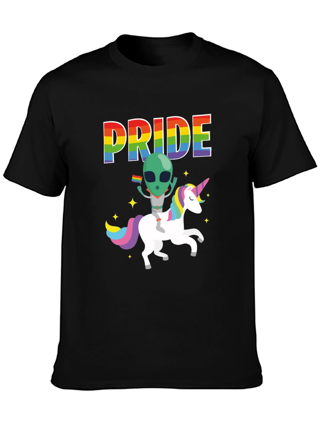 Pride Alien Riding Unicorn Graphic Tee