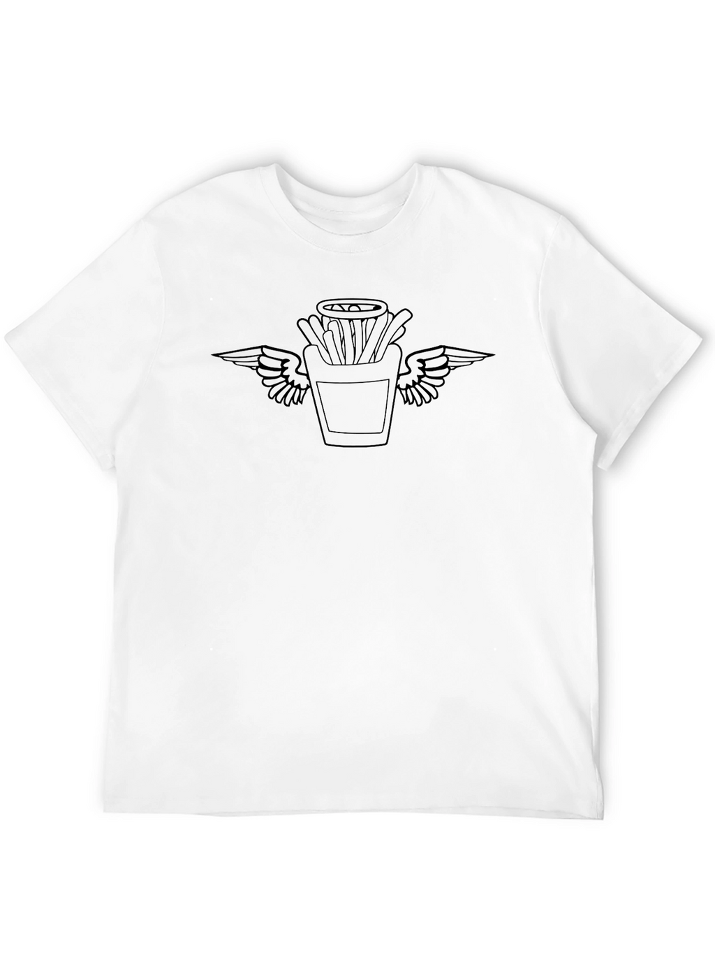 Black T-Shirt with Fries & Wings Graphic