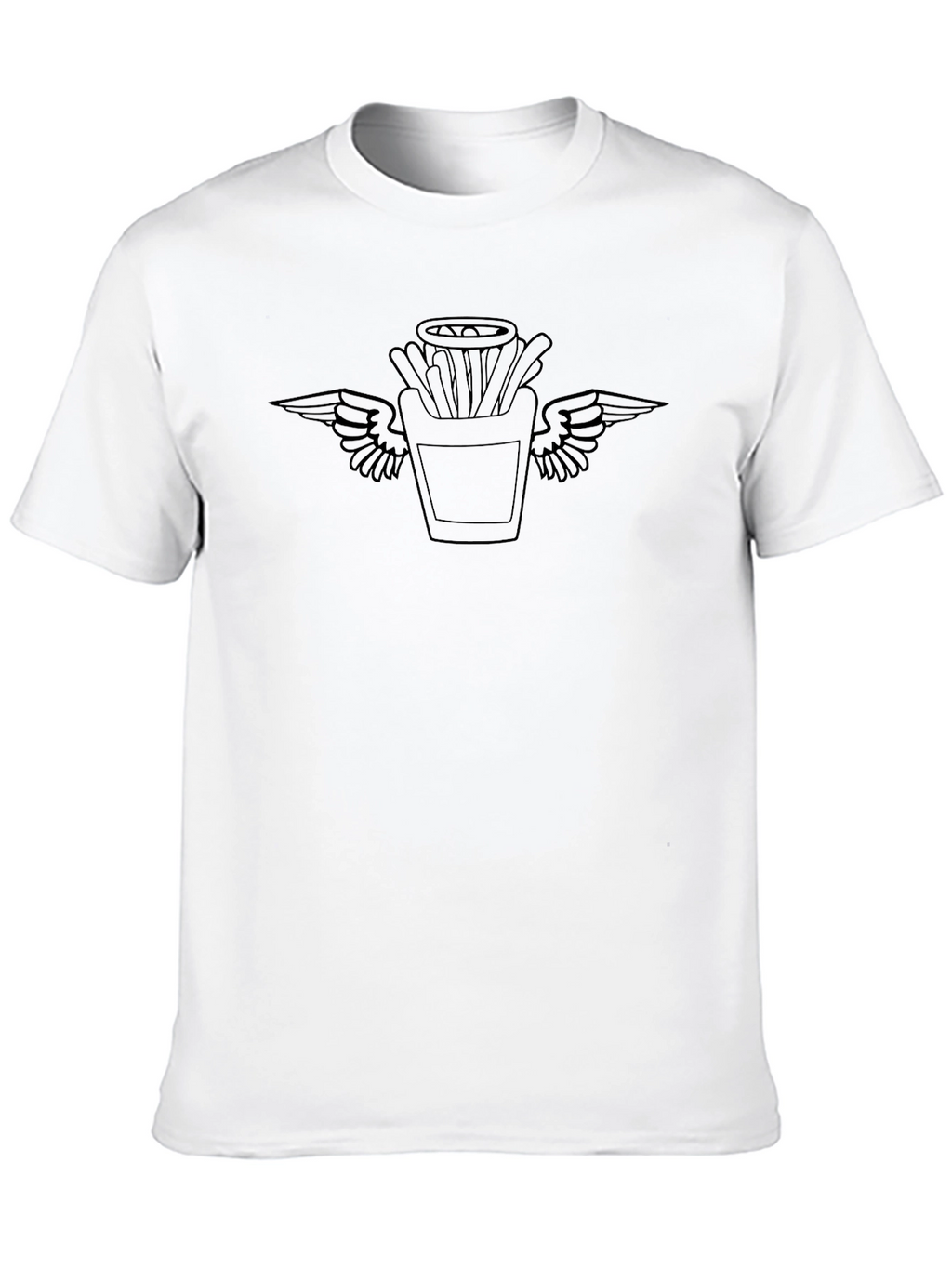 Black T-Shirt with Fries & Wings Graphic
