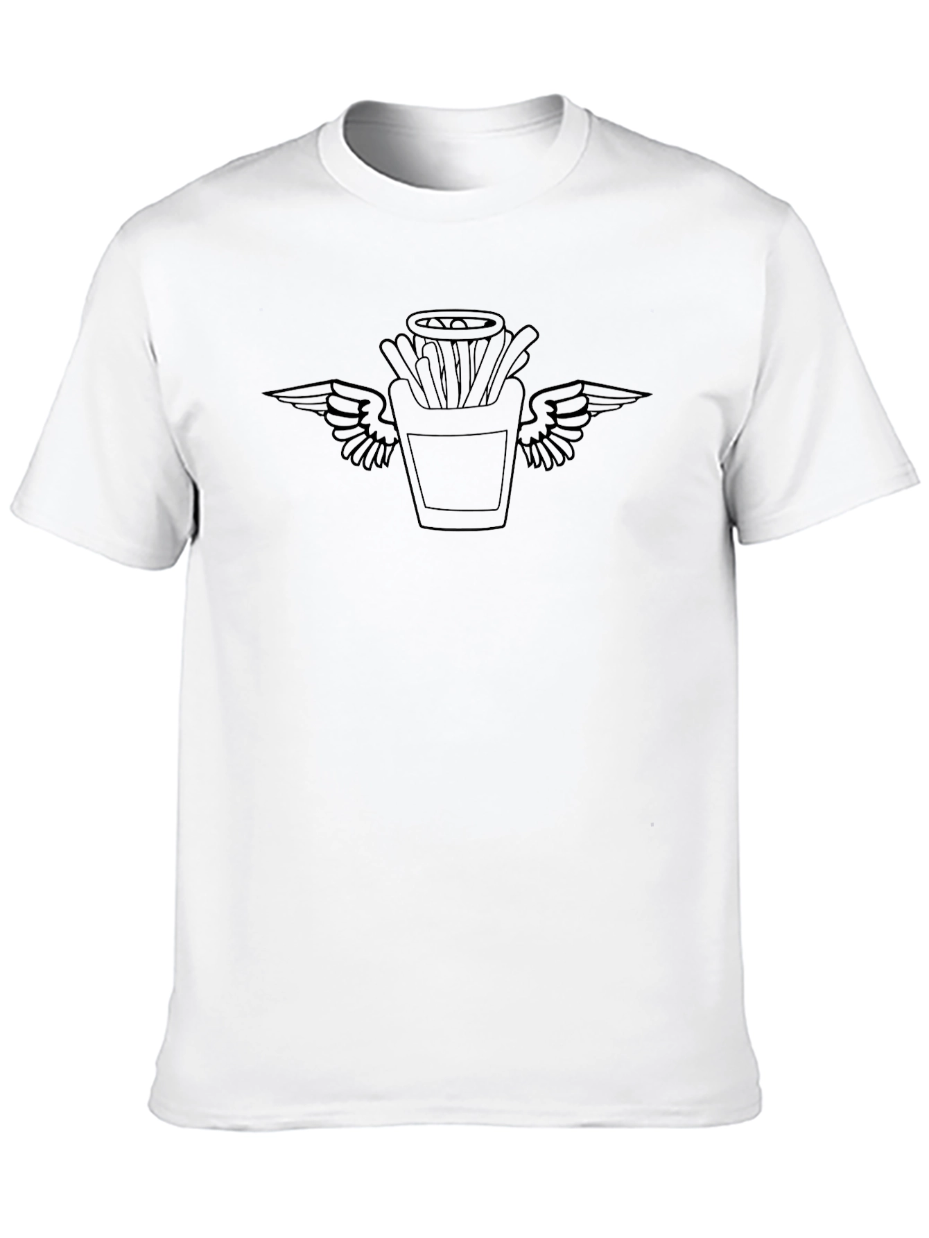 Black T-Shirt with Fries & Wings Graphic