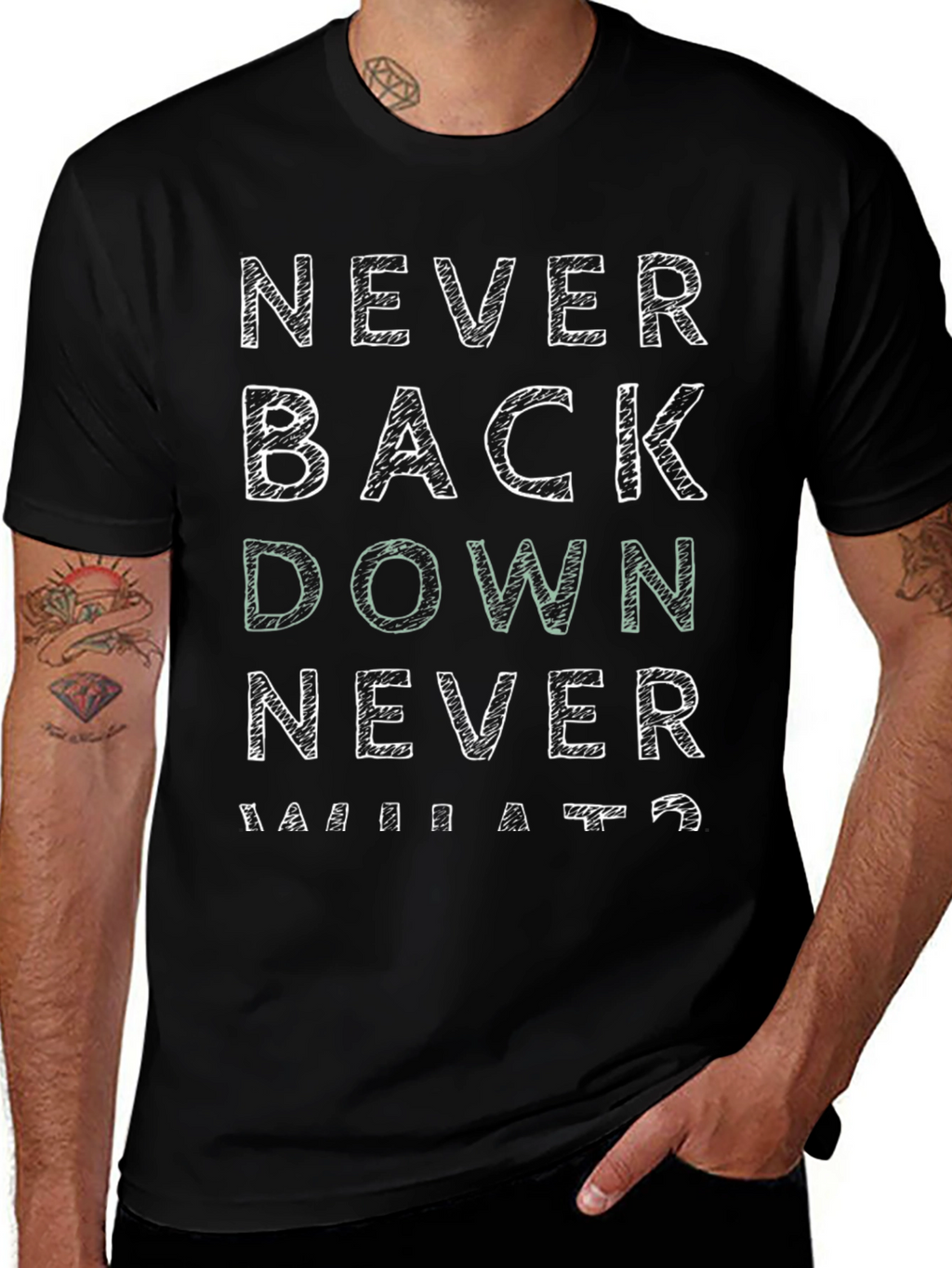 Never Back Down T-Shirt - Motivational Graphic Tee