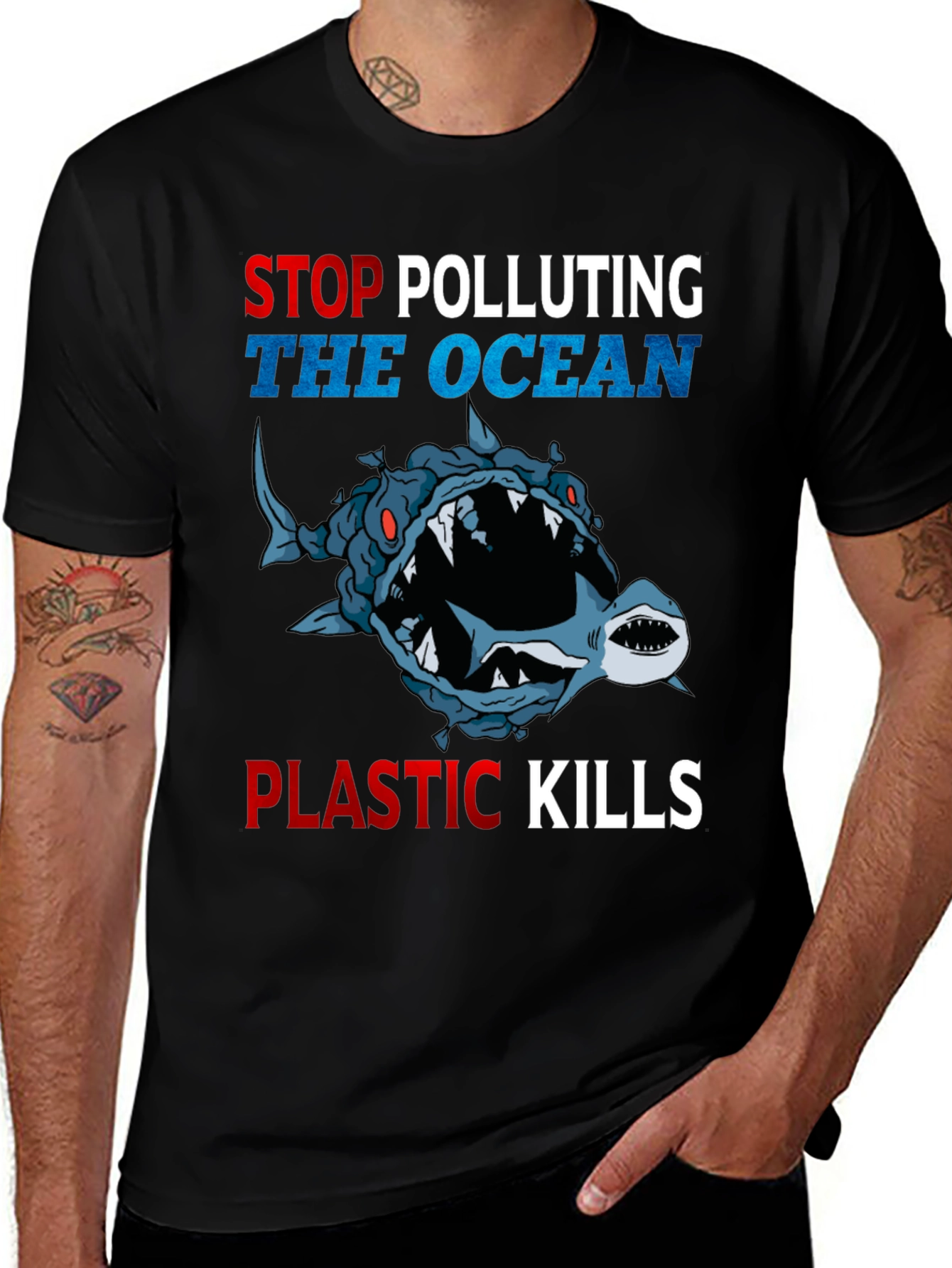 Stop Polluting Ocean T-Shirt - Plastic Kills