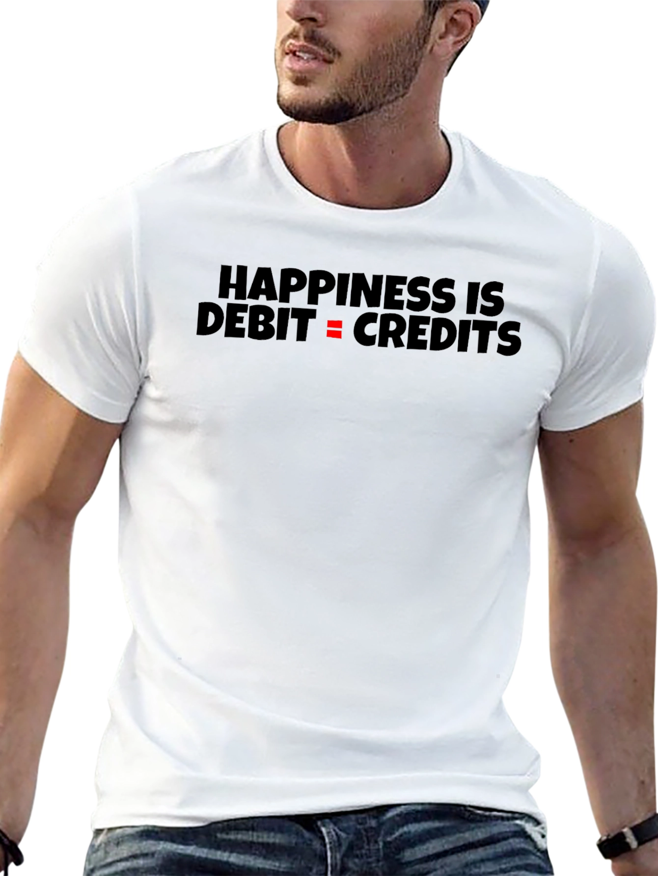 Happiness is Debit = Credits Black T-Shirt