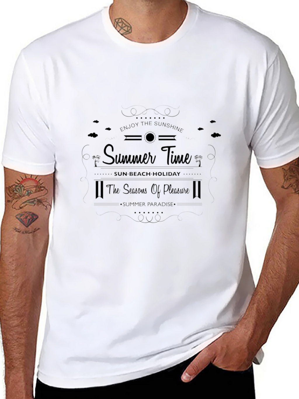 Summer Time Black Graphic T-Shirt