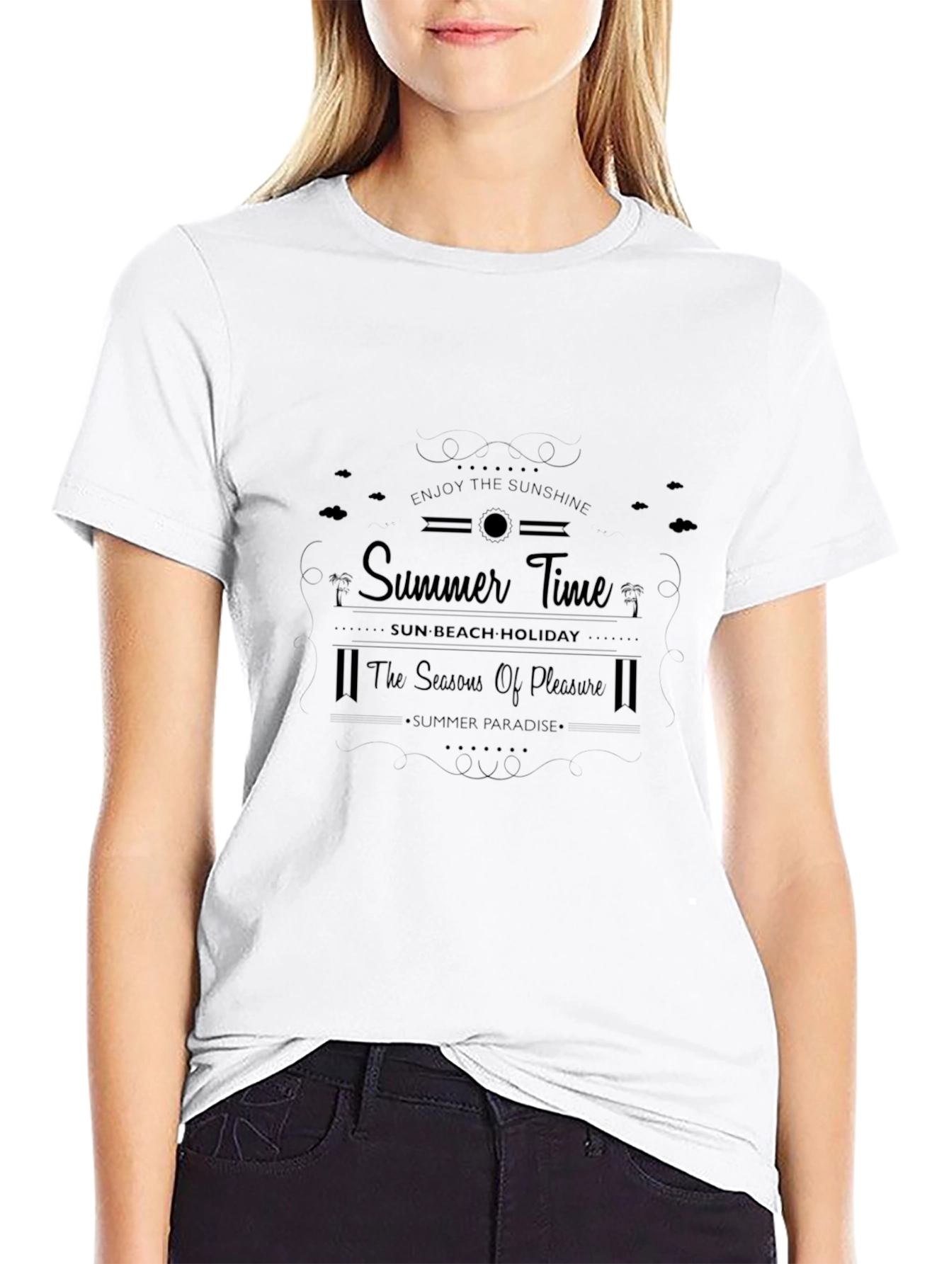 Summer Time Black Graphic T-Shirt