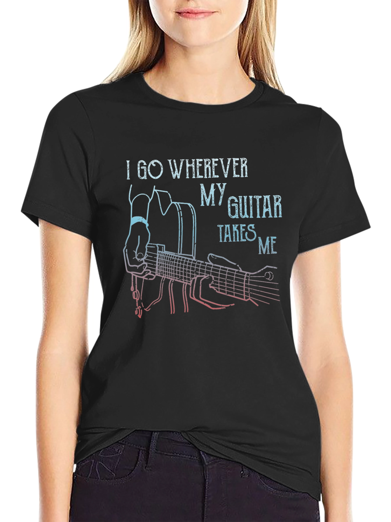 Guitar Takes Me Graphic T-Shirt - Music Lover Tee