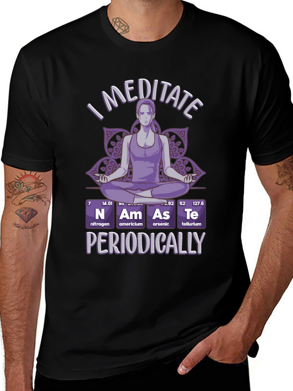 I Meditate Periodically T-Shirt - Black Funny Yoga Tee
