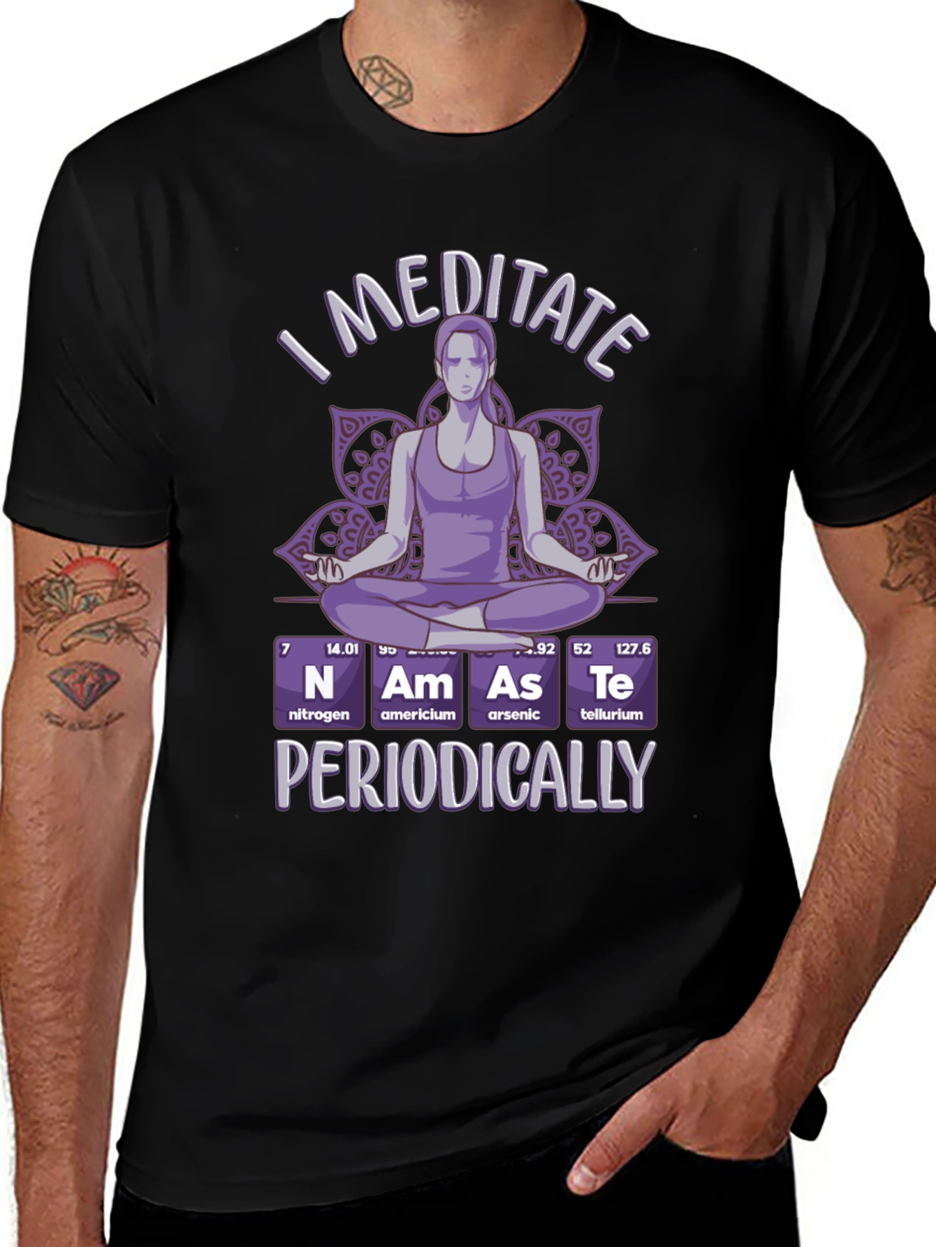 I Meditate Periodically T-Shirt - Black Funny Yoga Tee