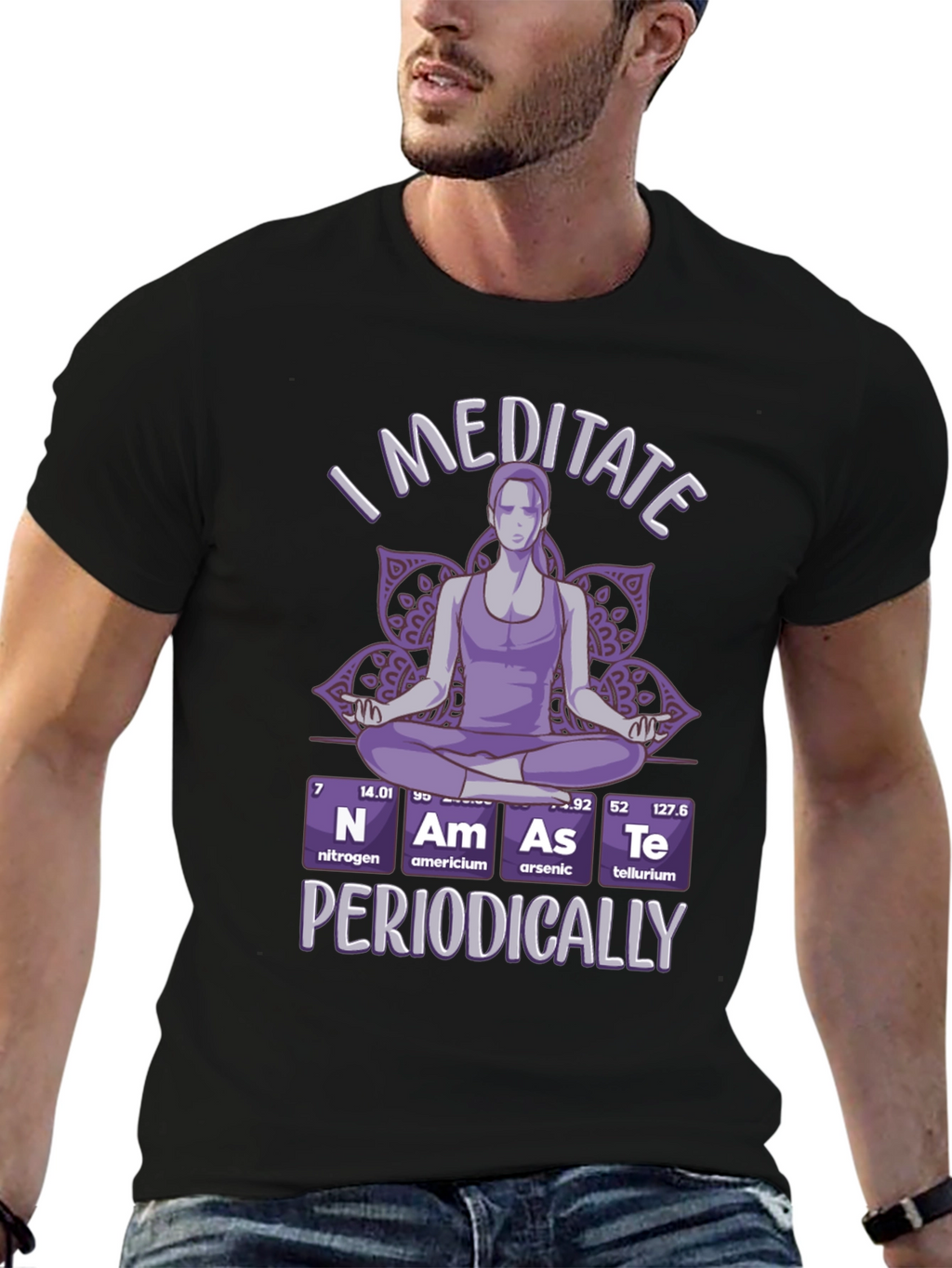 I Meditate Periodically T-Shirt - Black Funny Yoga Tee