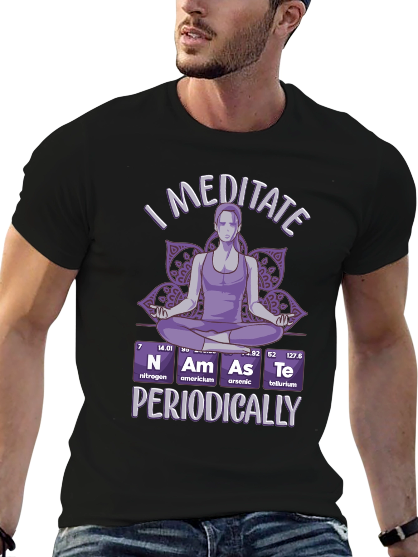 I Meditate Periodically T-Shirt - Black Funny Yoga Tee