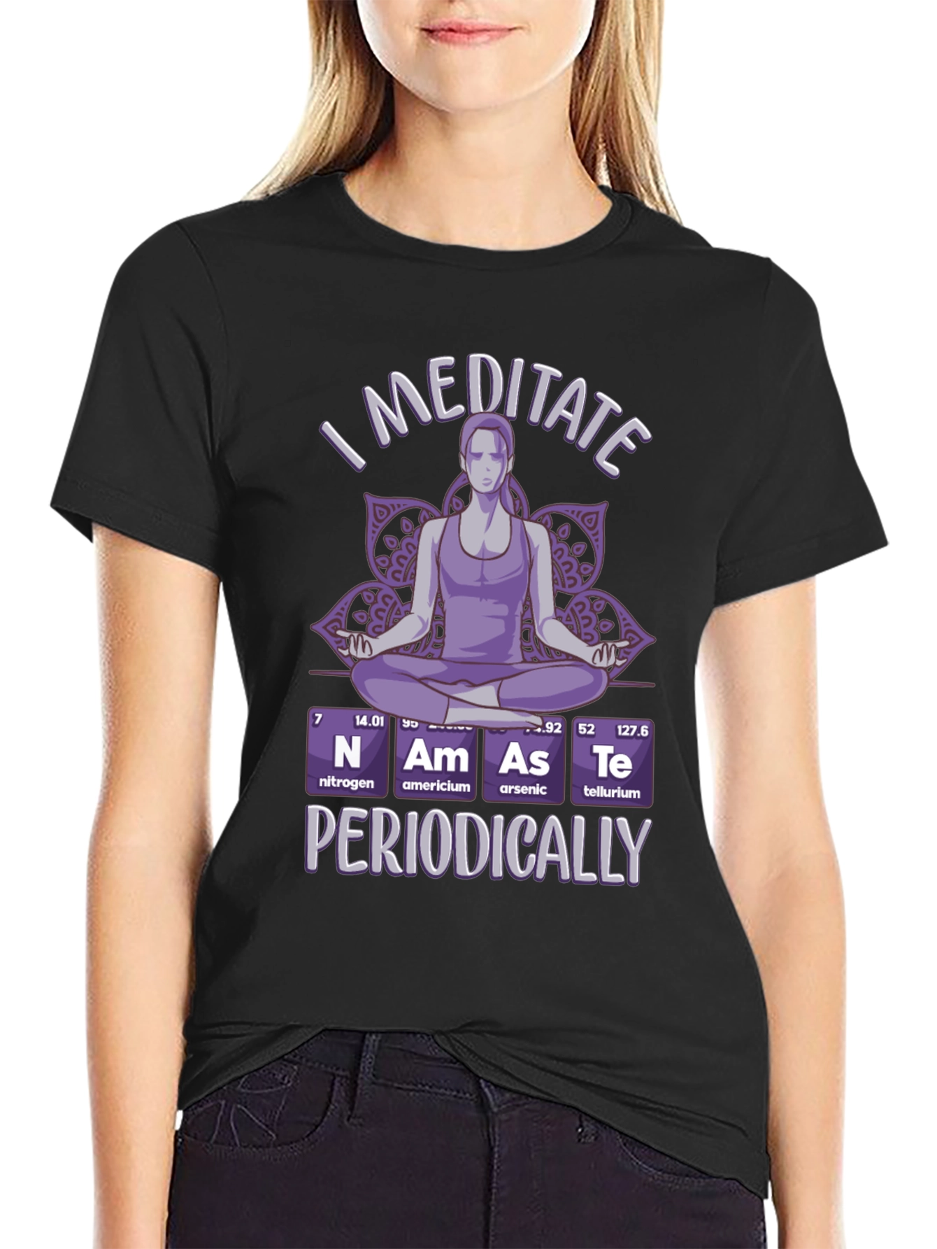 I Meditate Periodically T-Shirt - Black Funny Yoga Tee