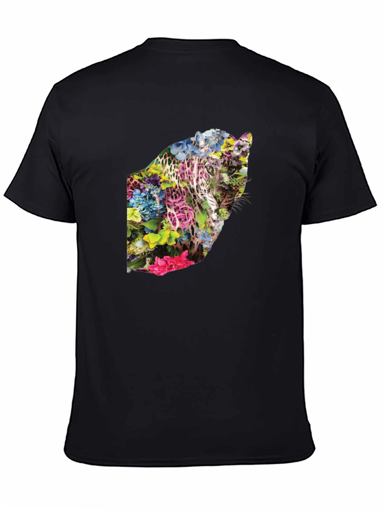Floral Leopard Print Black T-Shirt - Stylish & Unique