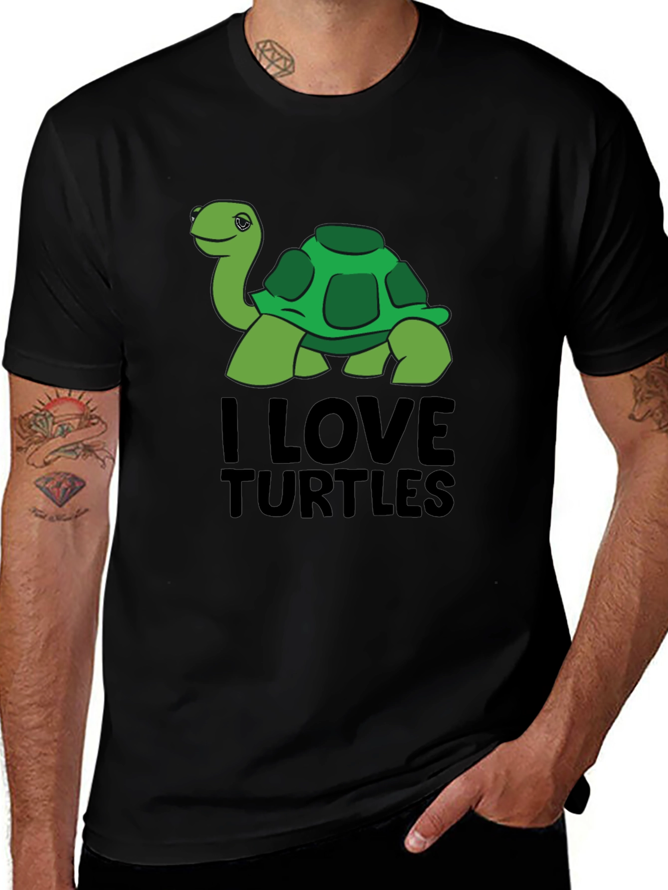 I Love Turtles Graphic Tee - Soft Cotton Casual T-Shirt