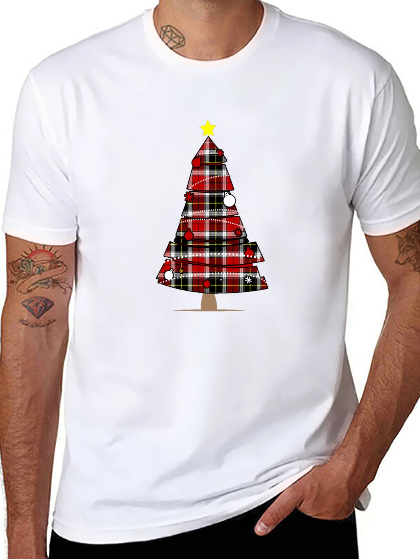 Festive Plaid Christmas Tree Graphic Tee