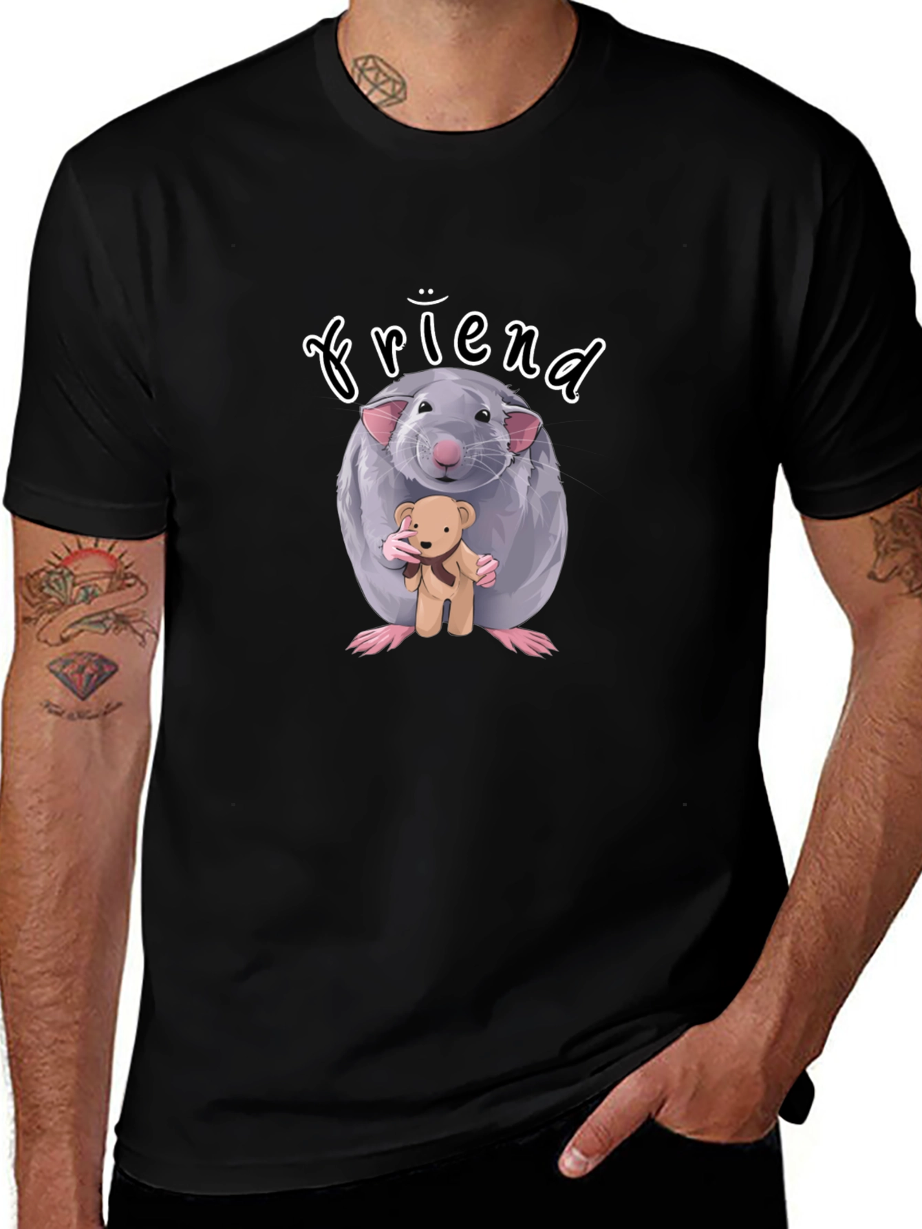 Friend Rat with Teddy Bear T-Shirt - Cute & Unique Design