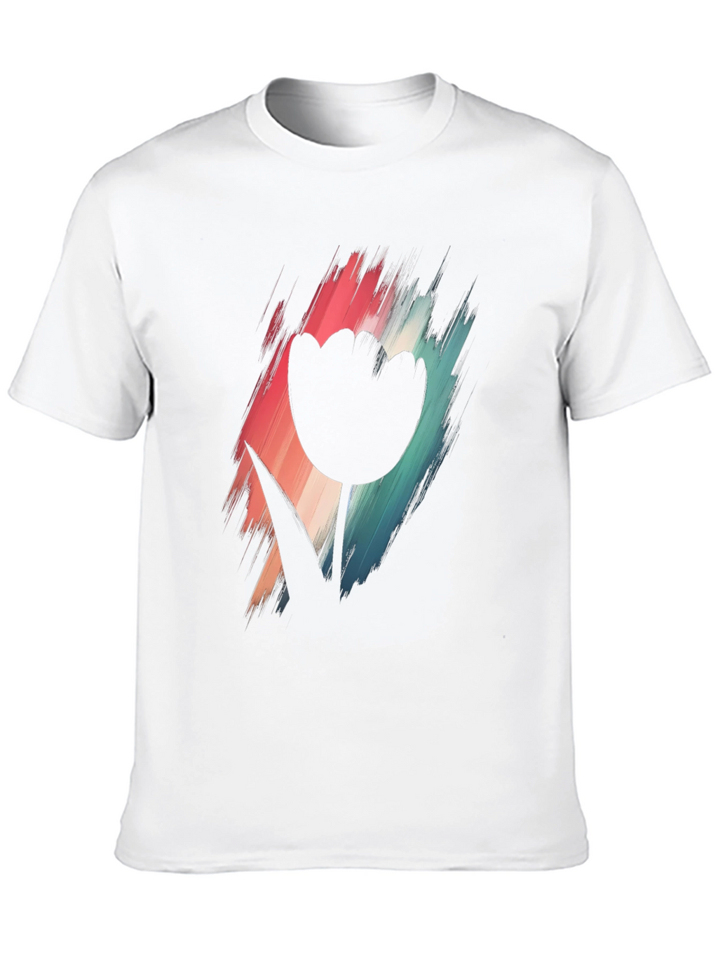 Modern Tulip Graphic Tee - Black Cotton Blend