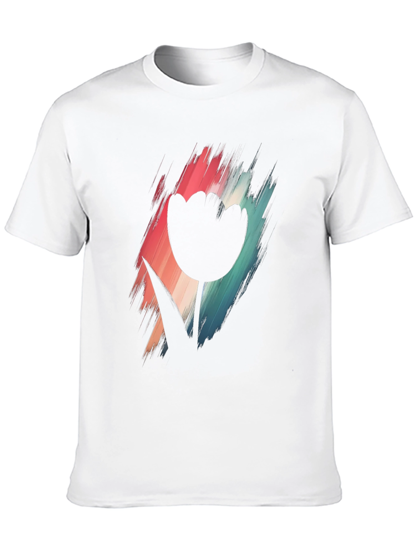 Modern Tulip Graphic Tee - Black Cotton Blend