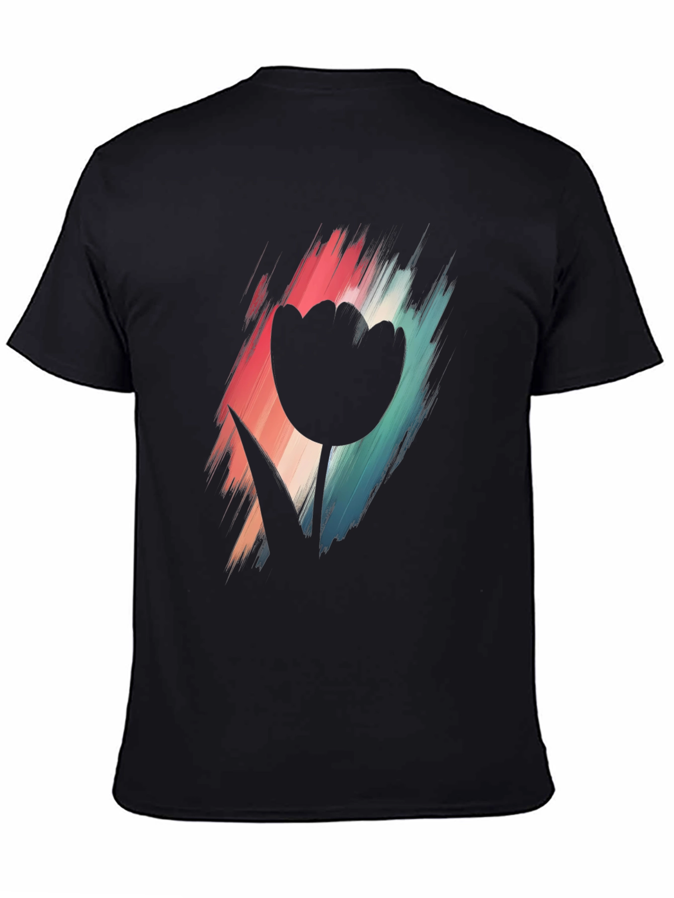 Modern Tulip Graphic Tee - Black Cotton Blend