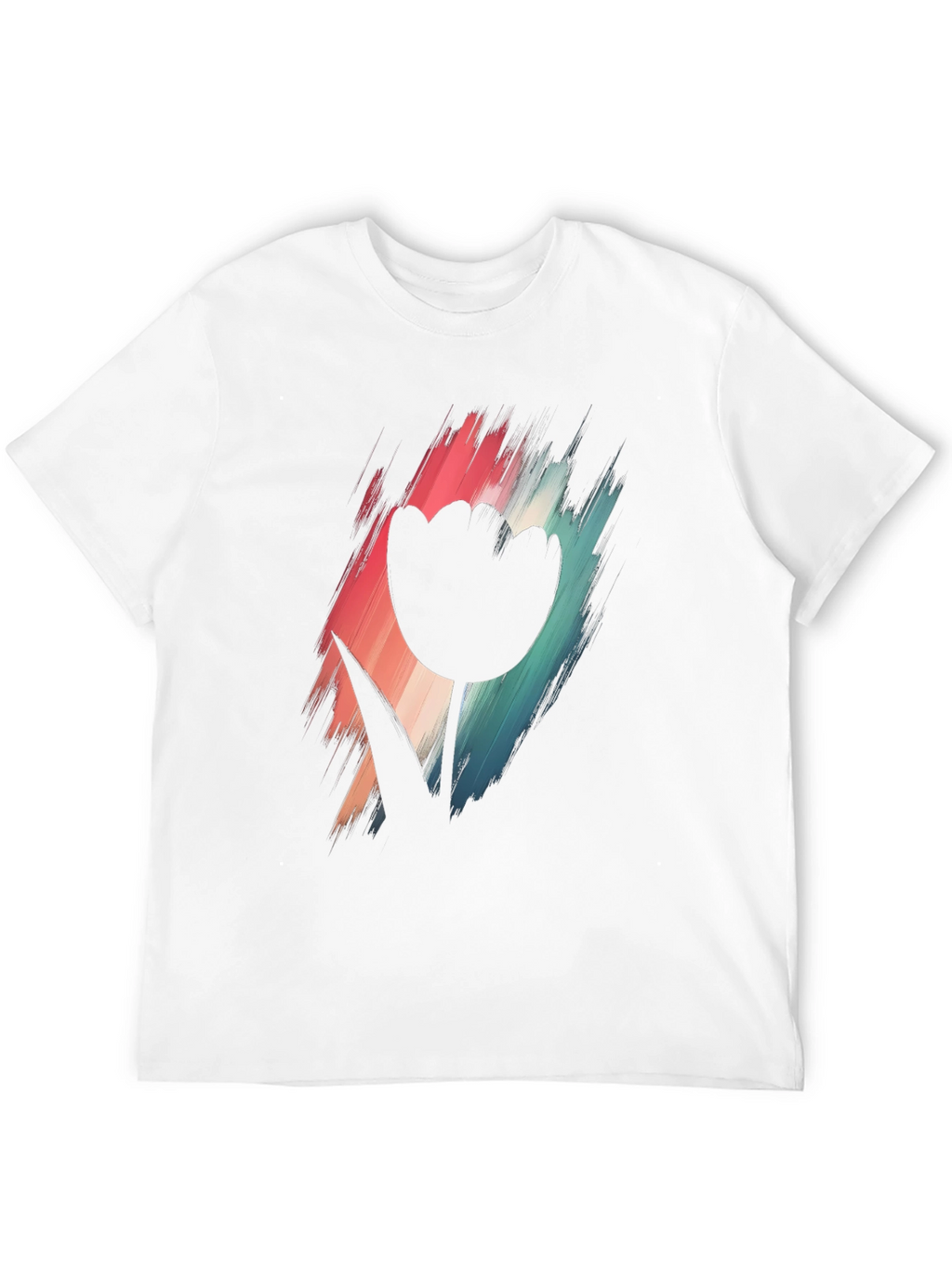 Modern Tulip Graphic Tee - Black Cotton Blend
