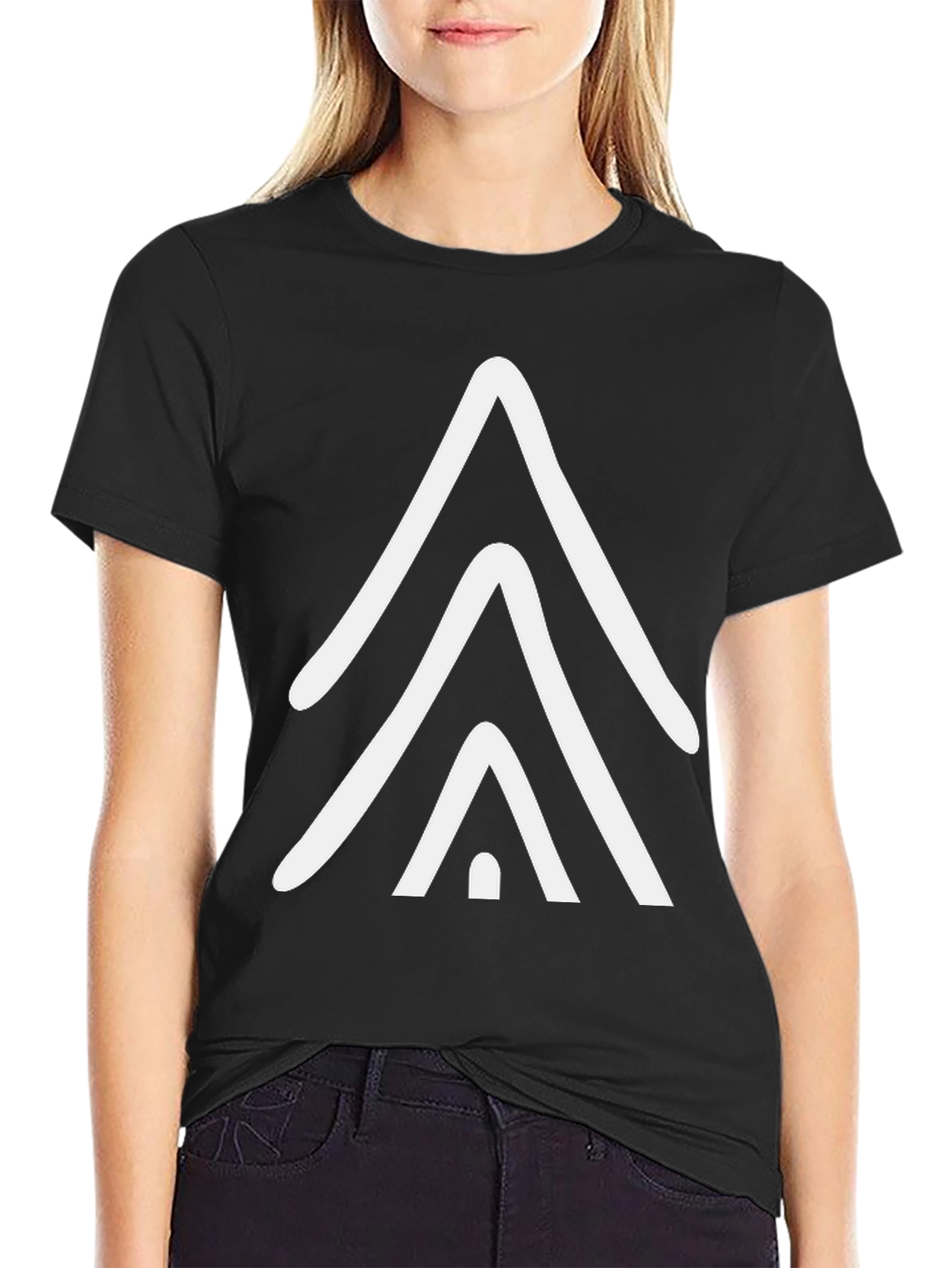 Geometric Arrow Graphic Tee - Casual Black T-Shirt