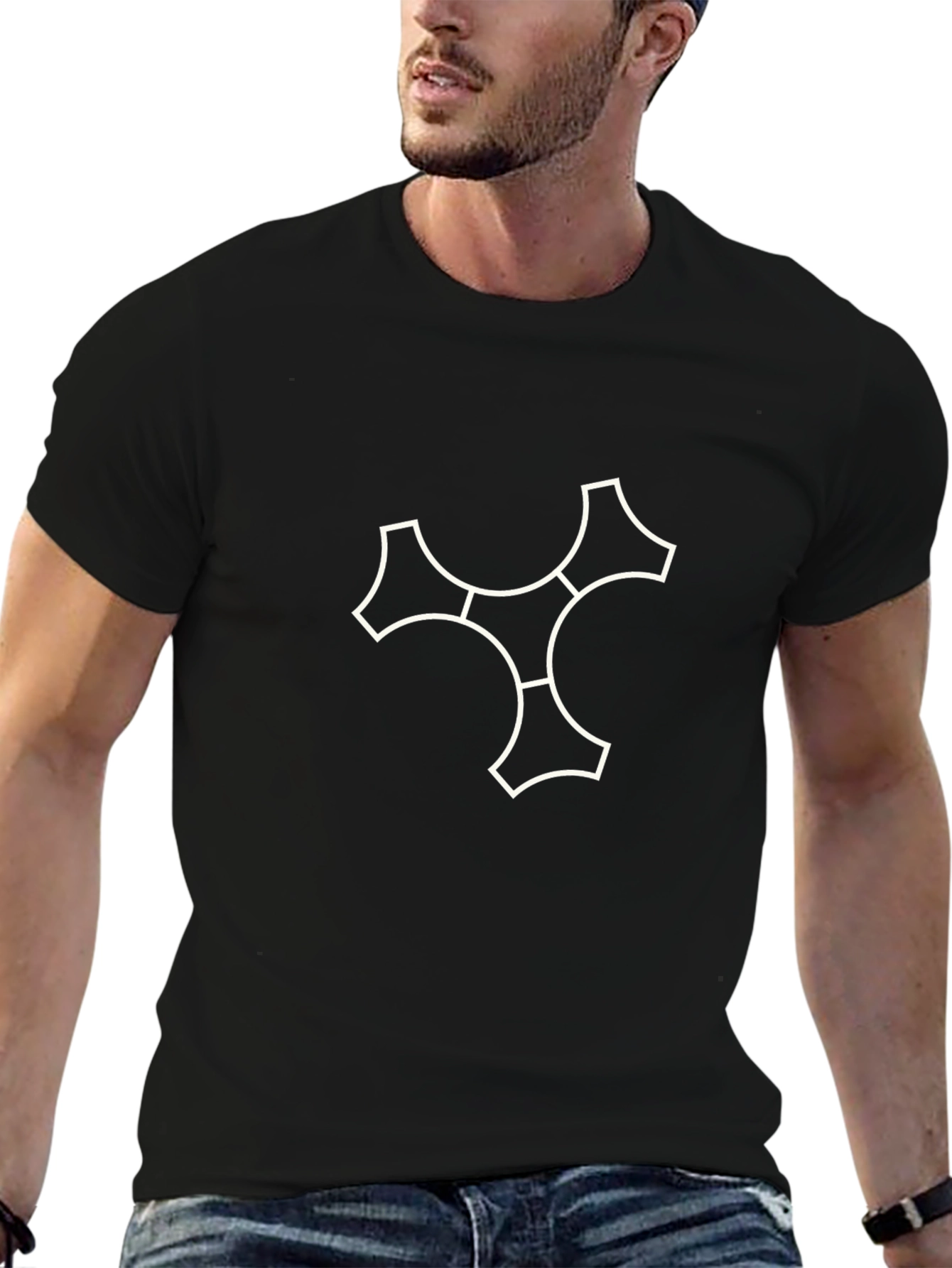 Modern Graphic Print T-Shirt - Black