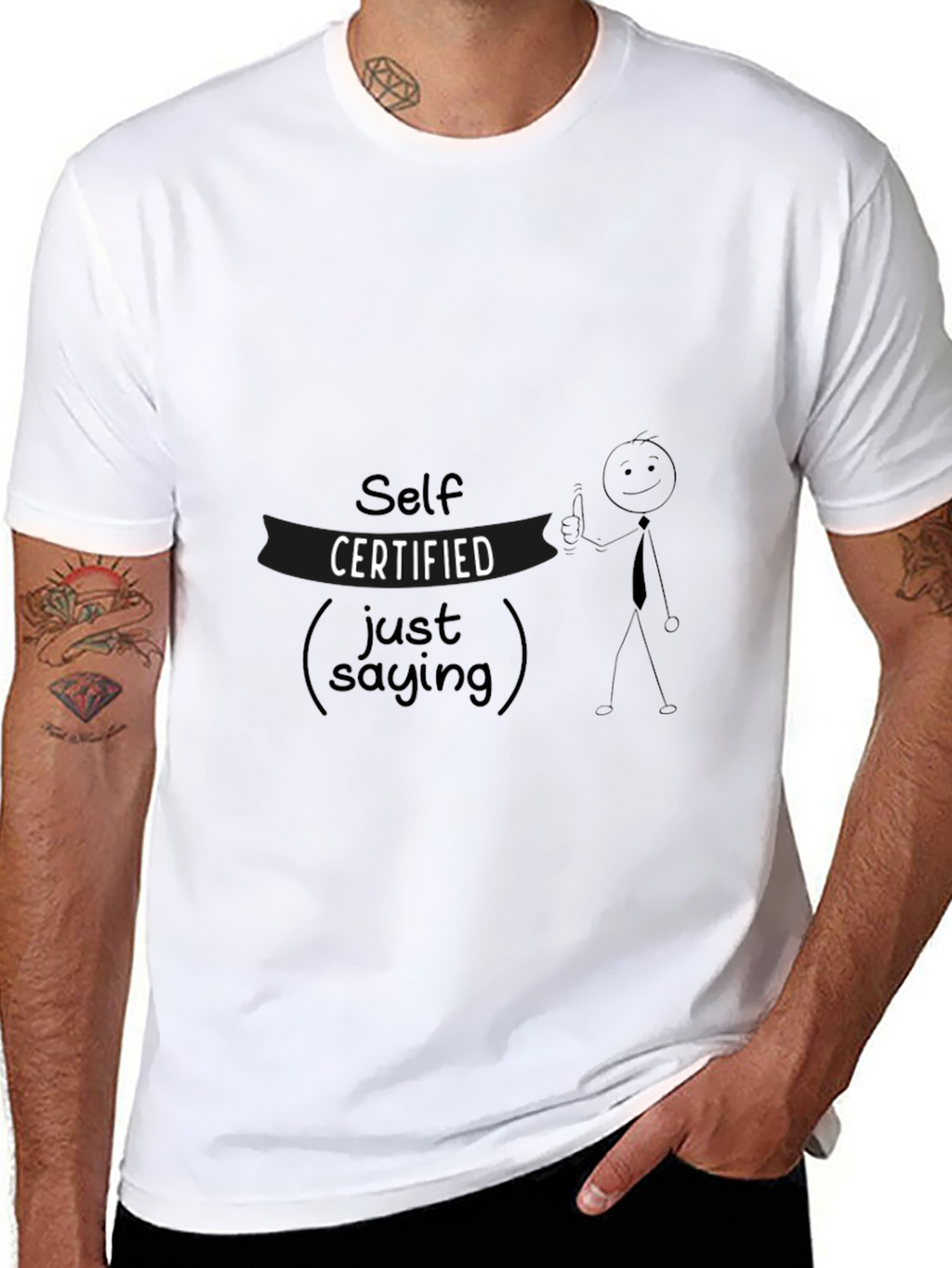 Self Certified Just Saying Black Graphic Tee