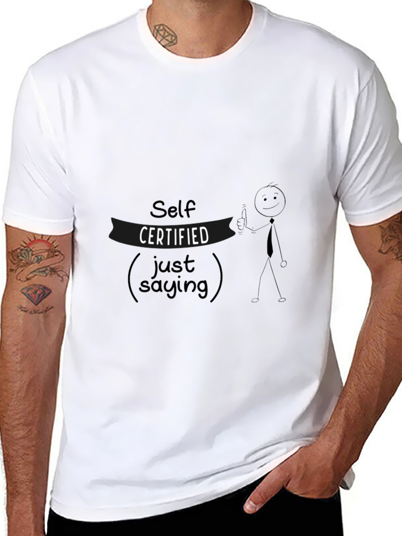 Self Certified Just Saying Black Graphic Tee