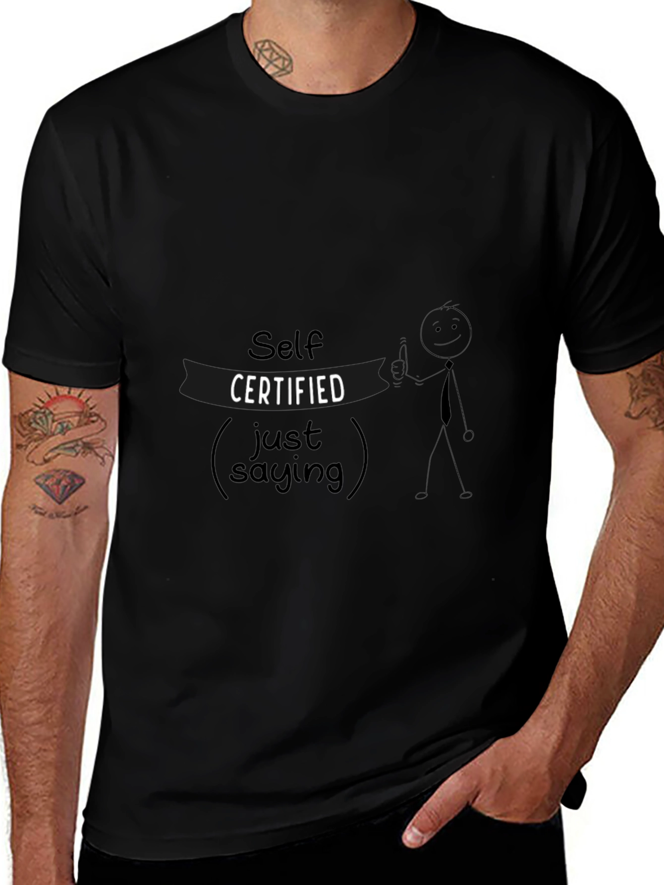 Self Certified Just Saying Black Graphic Tee