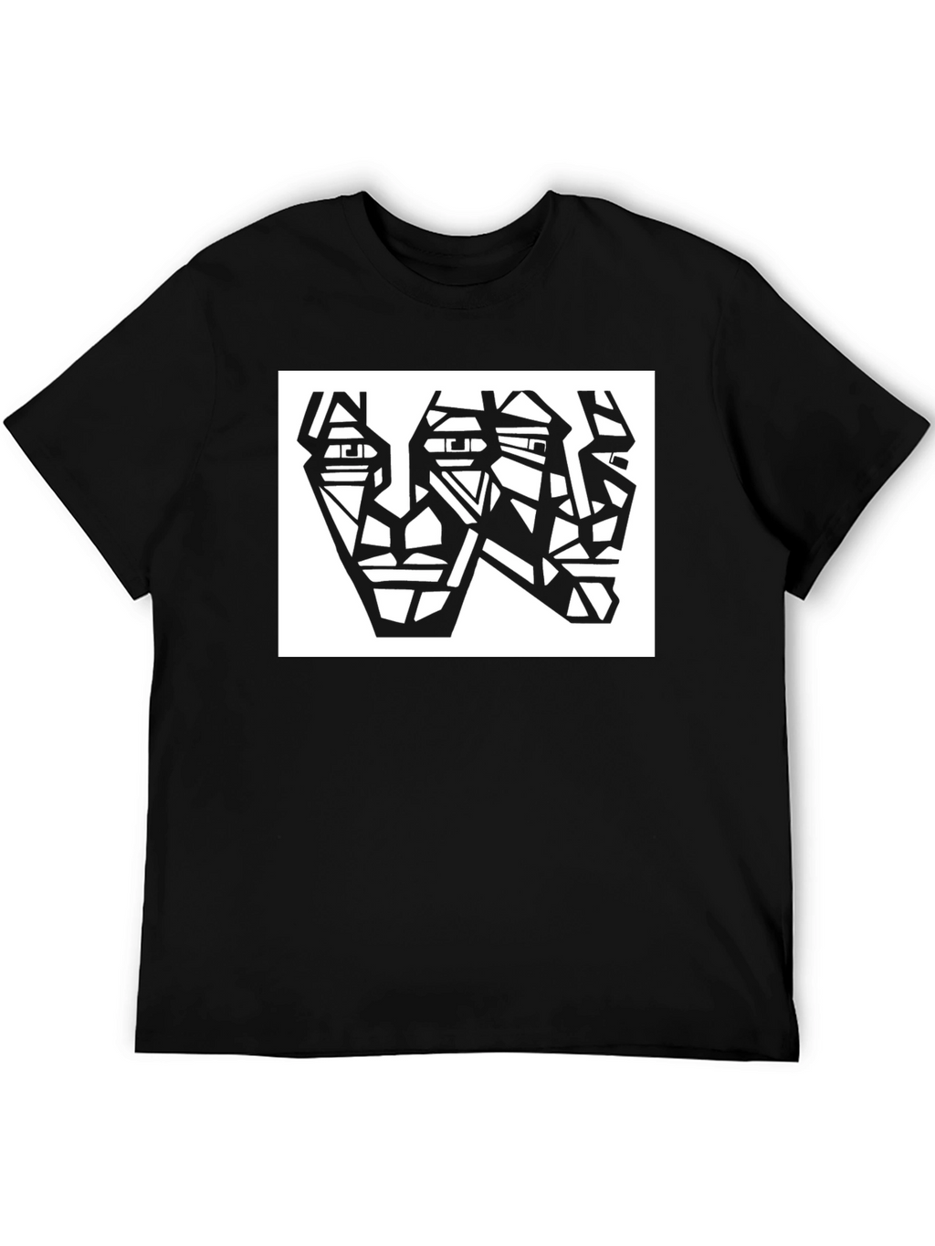 Abstract Faces Black T-Shirt