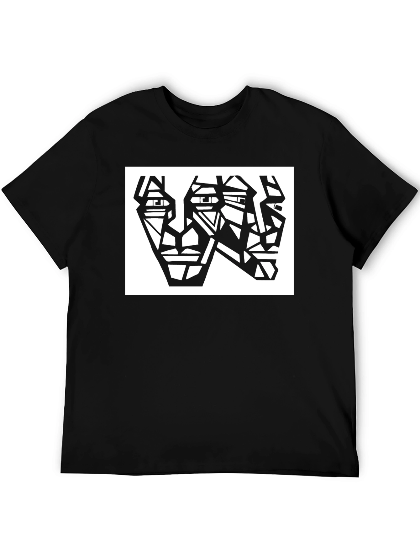 Abstract Faces Black T-Shirt