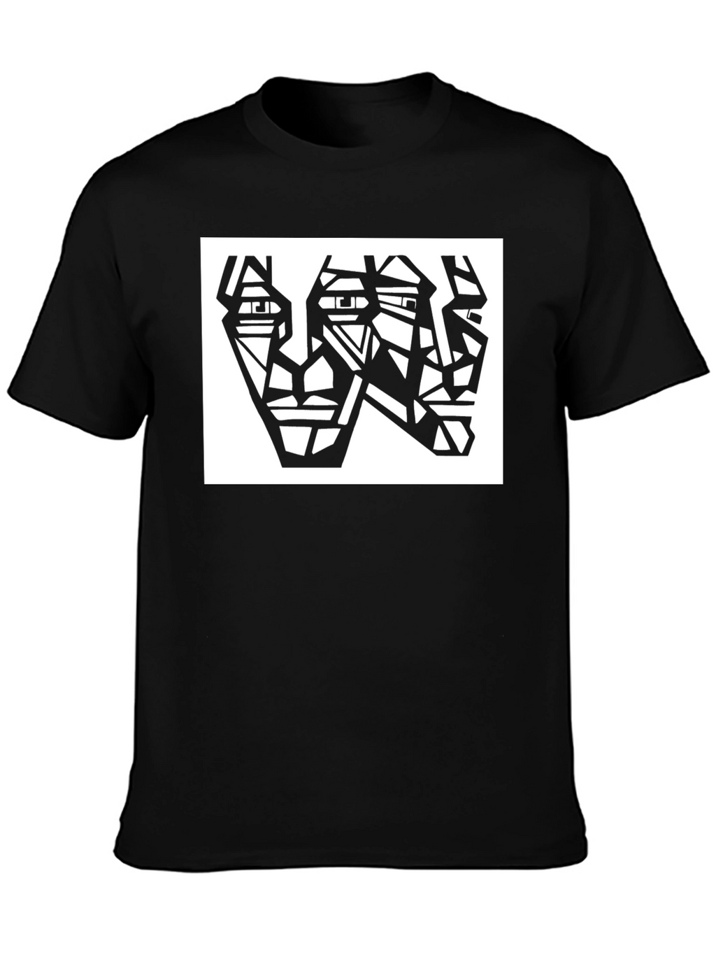 Abstract Faces Black T-Shirt